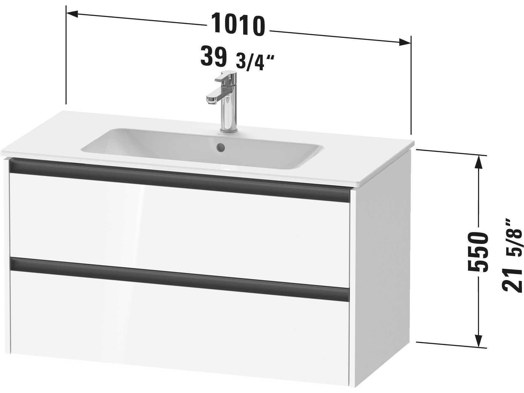 Duravit Ketho.2 item 40" Two Frawer Bassalt Matt Wall-Mounted Vanity Unit