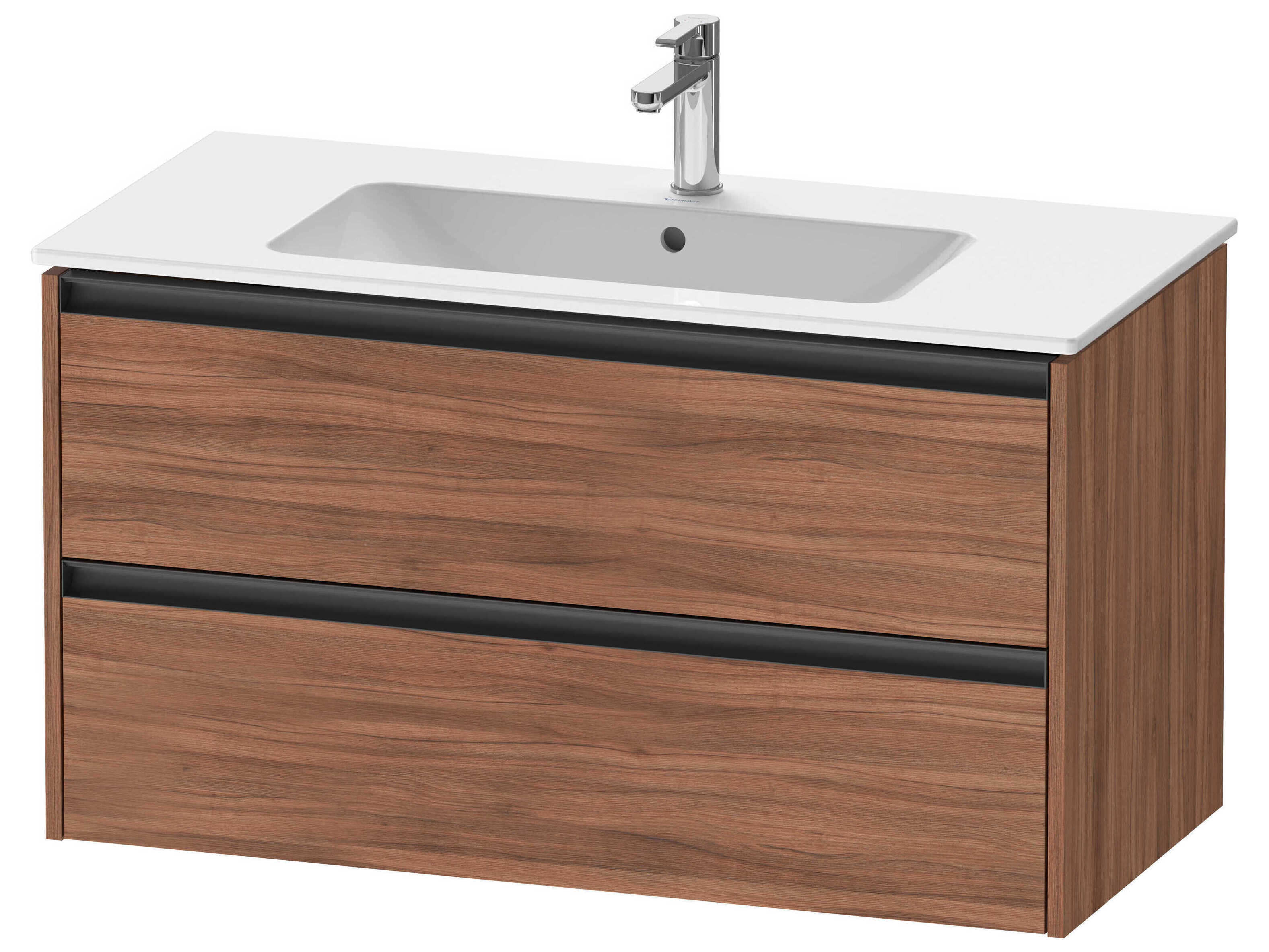 Duravit Ketho.2 item 40" Two Drawer Walnut Matt Wall-Mounted Vanity Unit