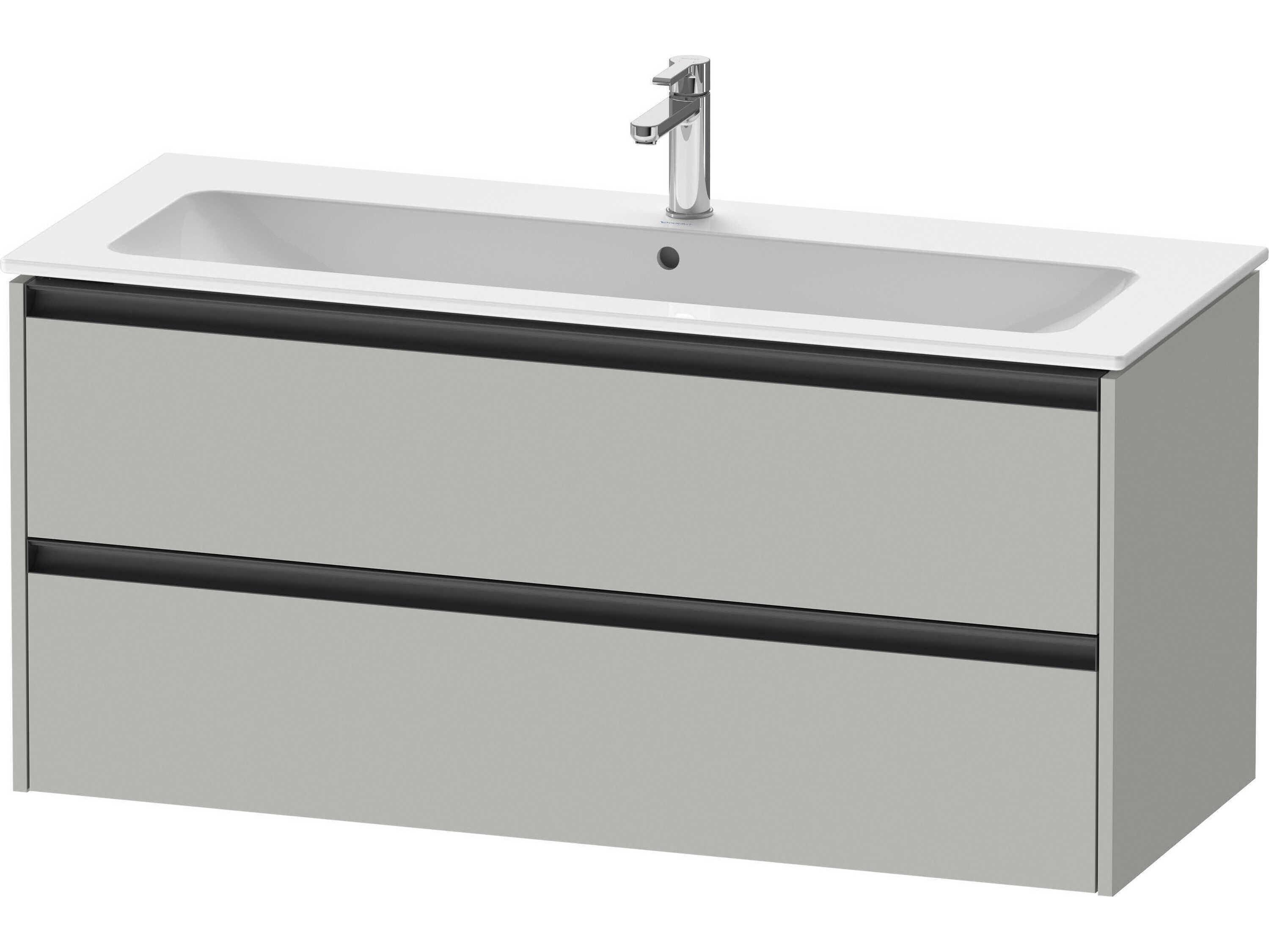 Duravit Ketho.2 item 48" Two Drawer Concrete Gray Matt Wall-Mounted Vanity Unit