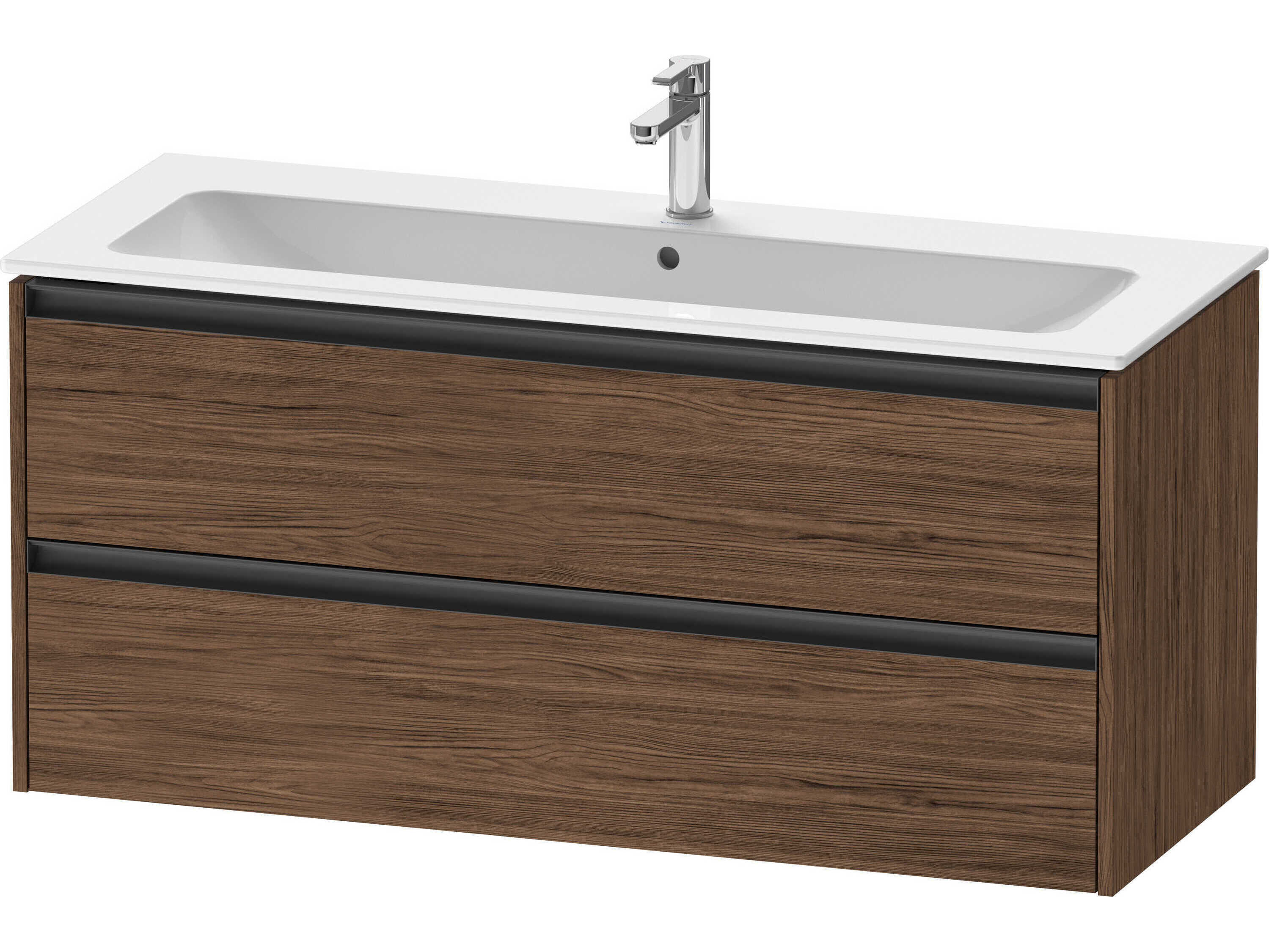 Duravit Ketho.2 item 48" Two Drawer Walnut (Dark) Matt Wall-Mounted Vanity Unit