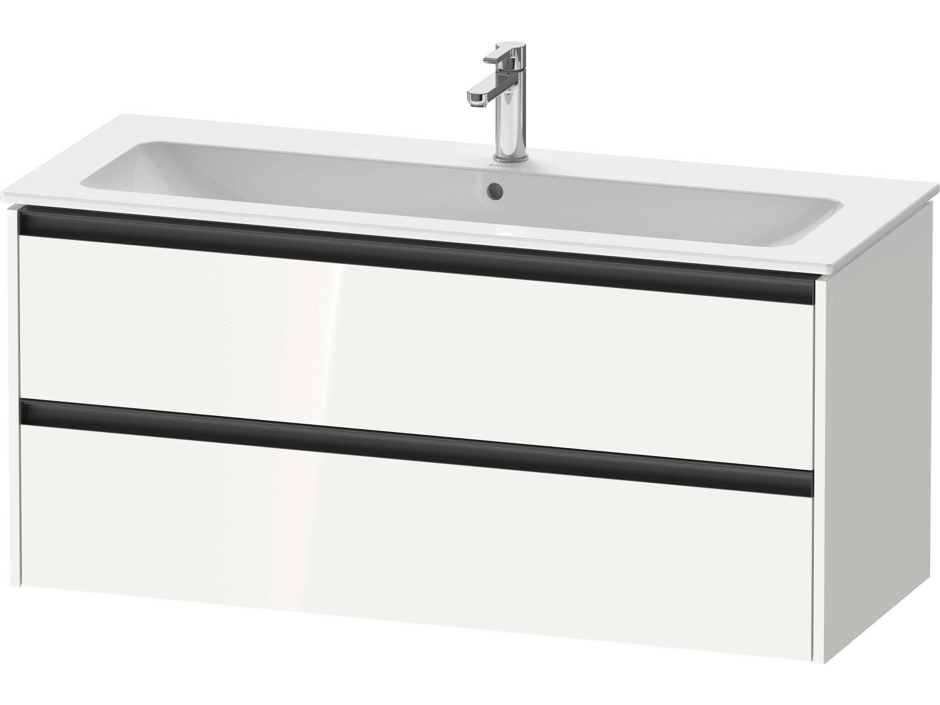 Duravit Ketho.2 item 48" Two Drawer White High Gloss Wall-Mounted Vanity Unit