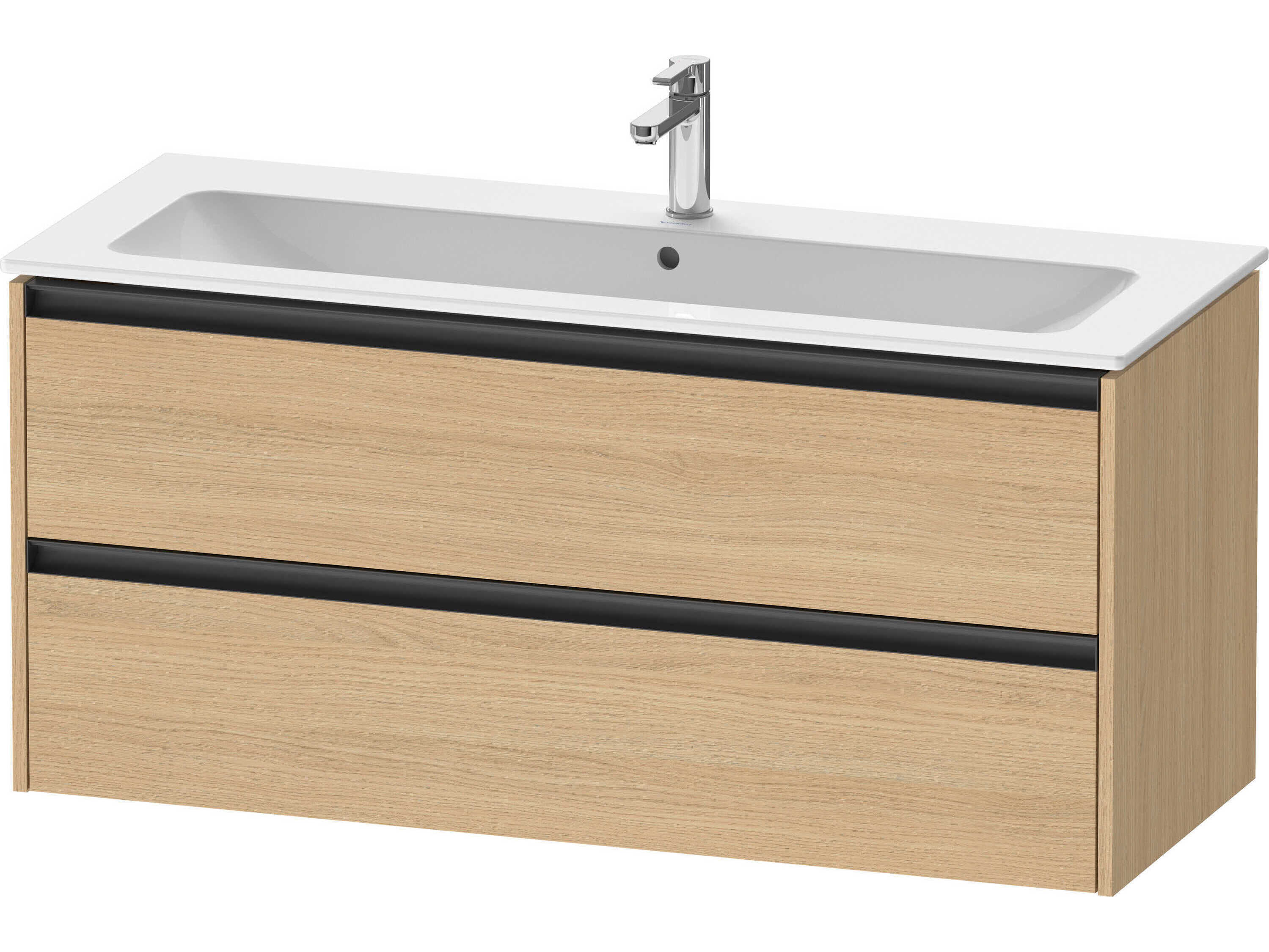Duravit Ketho.2 item 48" Two Drawer Natural Oak Matt Wall-Mounted Vanity Unit