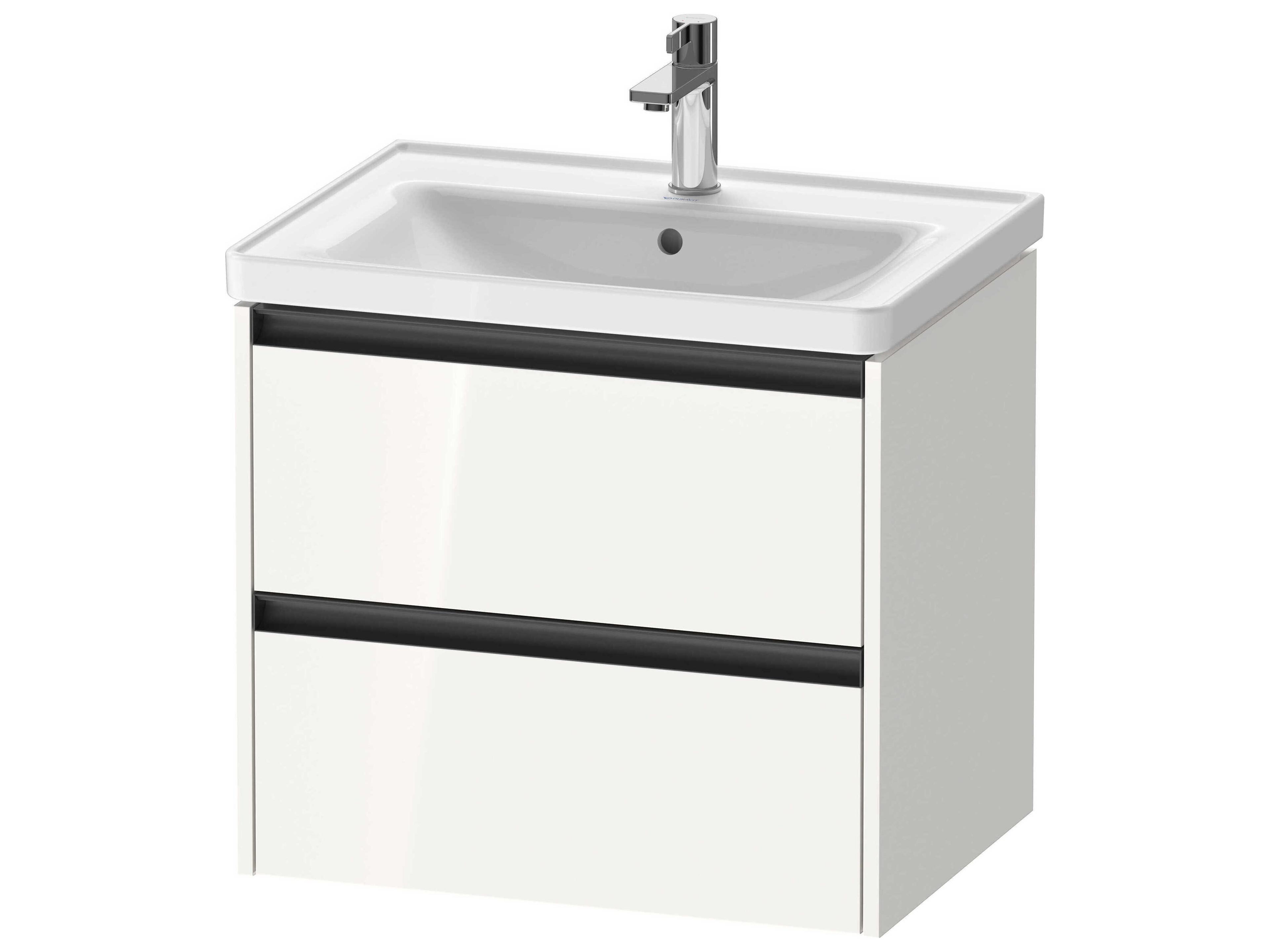 Duravit Ketho.2 item 25" Two Drawer White High Gloss Wall-Mounted Vanity Unit