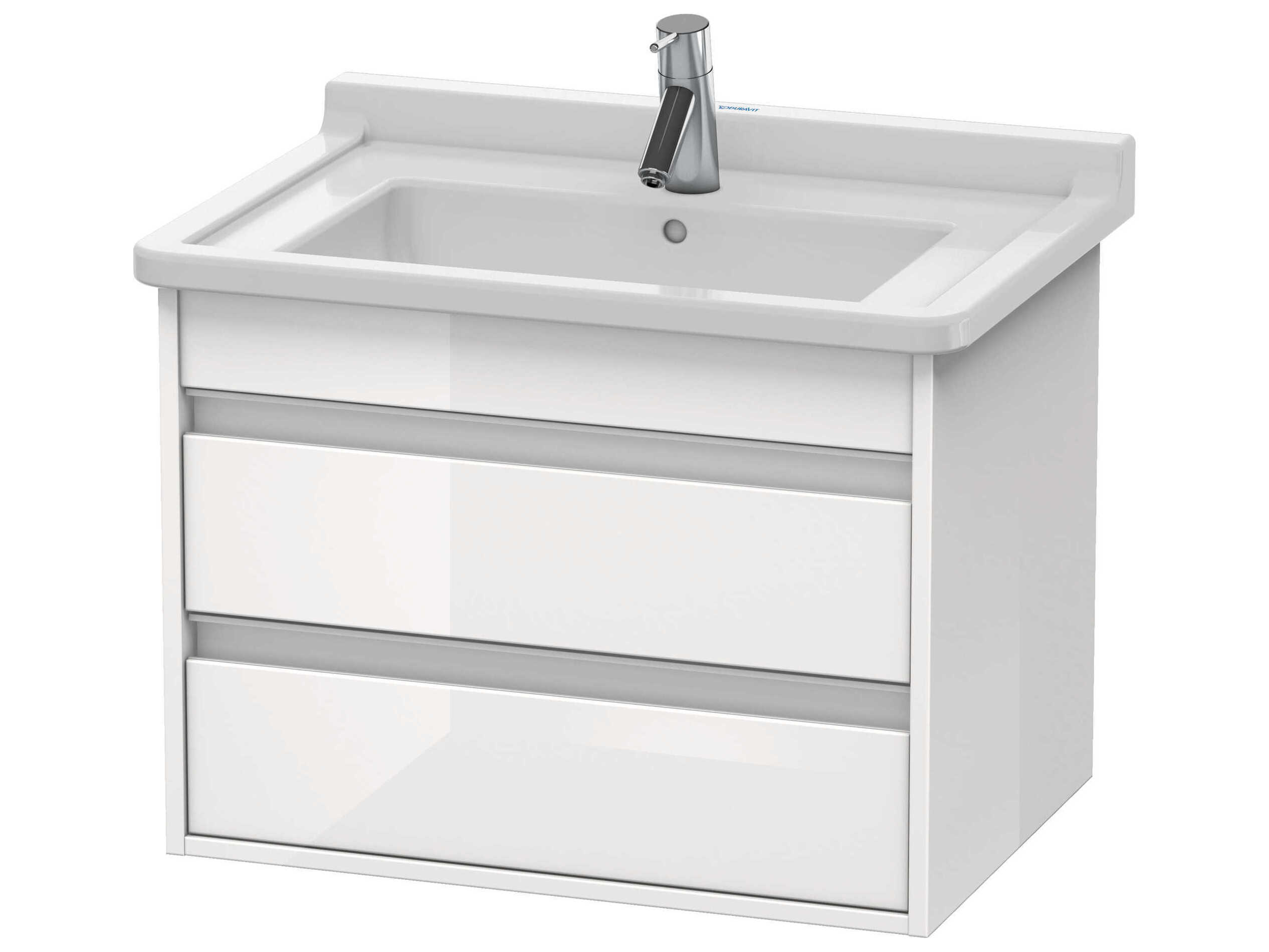 Duravit Ketho 26'' Two Drawers White High Gloss Wall-Mounted Vanity Unit