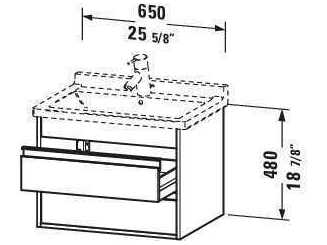 Duravit Ketho 26'' Two Drawers Graphite Matt Wall-Mounted Vanity Unit
