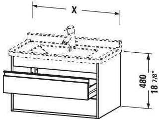 Duravit Ketho 32'' Two Drawers White High Gloss Wall-Mounted Vanity Unit