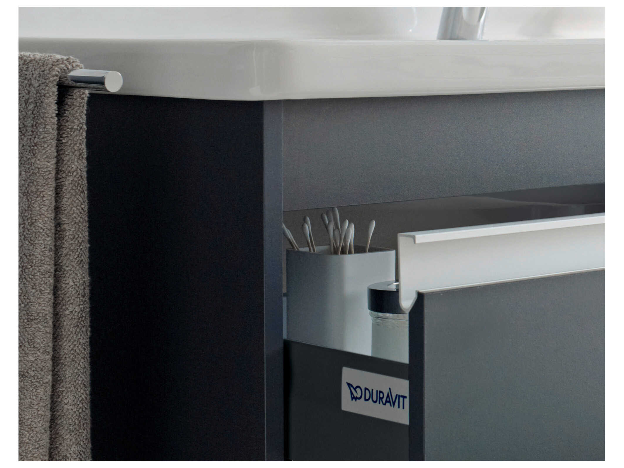 Duravit Ketho 32'' Two Drawers Graphite Matt Wall-Mounted Vanity Unit