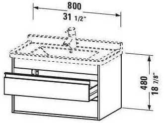 Duravit Ketho 32'' Two Drawers Graphite Matt Wall-Mounted Vanity Unit