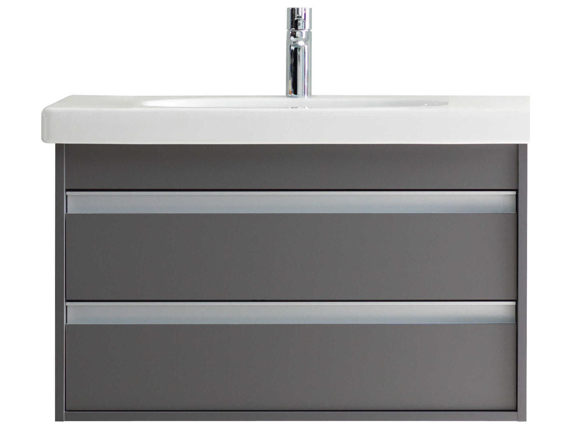 Duravit Ketho 32'' Two Drawers Graphite Matt Wall-Mounted Vanity Unit