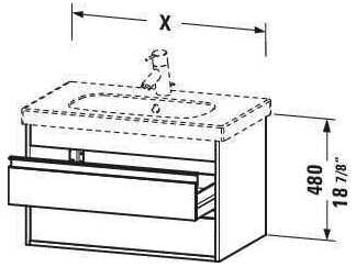 Duravit Ketho 39'' Two Drawers  Bassalt Matt Wall-Mounted Vanity Unit