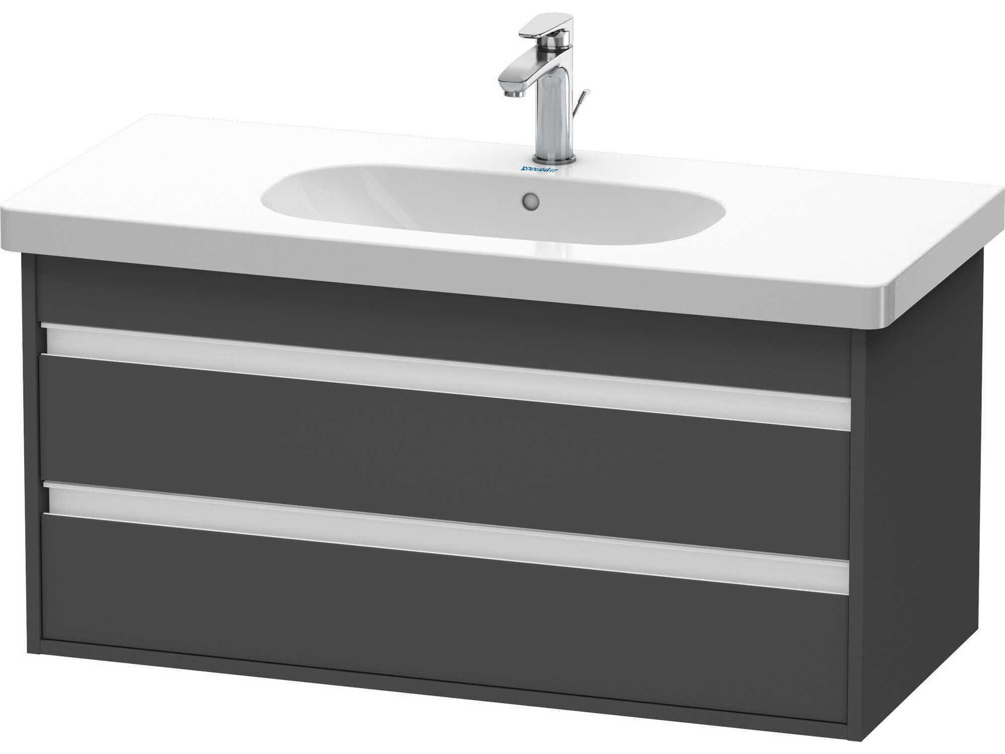 Duravit Ketho 39'' Two Drawers  Graphite Matt Wall-Mounted Vanity Unit