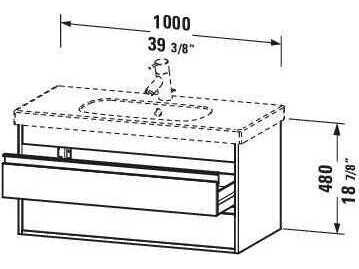 Duravit Ketho 39'' Two Drawers  Graphite Matt Wall-Mounted Vanity Unit