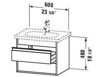 Duravit Ketho 24'' Two Drawers Bassalt Matt Wall-Mounted Vanity Unit