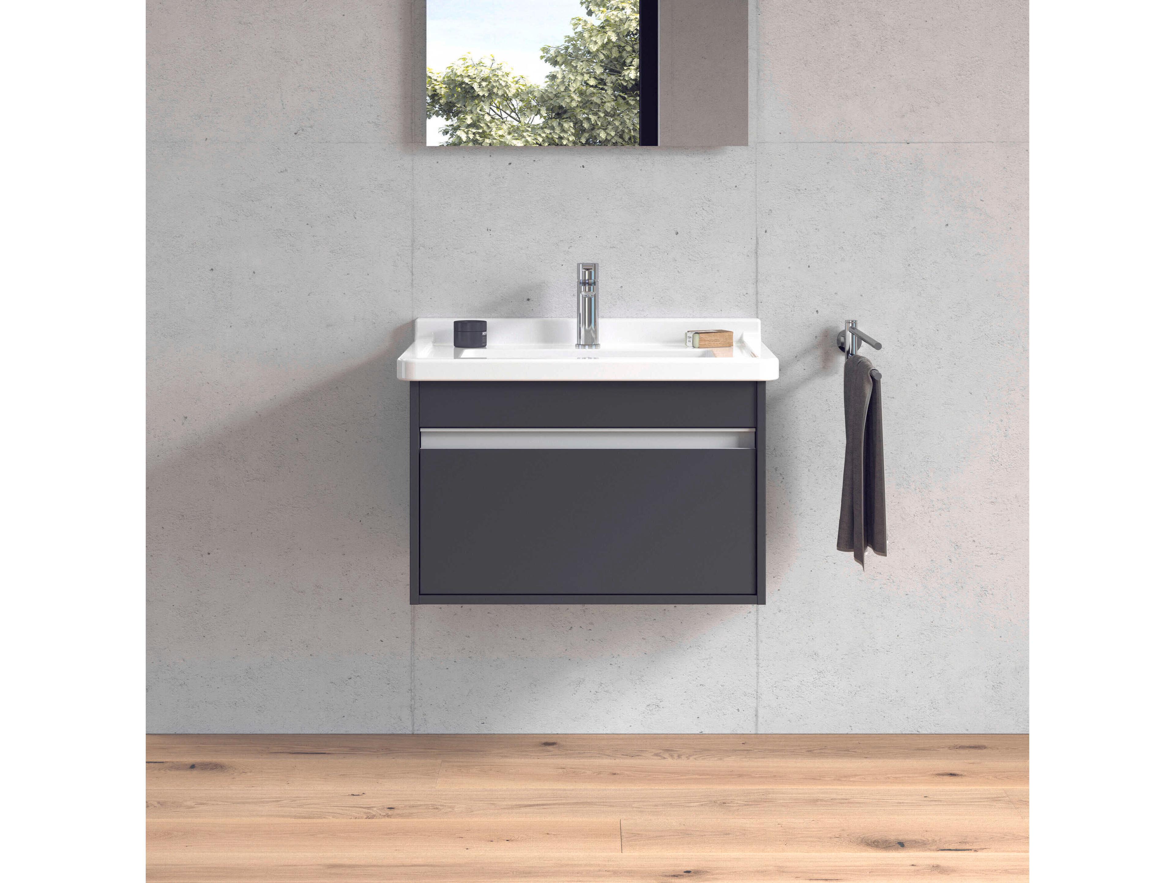 Duravit Ketho 26'' One Drawer Graphite Matt Wall-Mounted Vanity Unit
