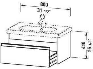 Duravit Ketho 32'' One Drawer Bassalt  Matt Wall-Mounted Vanity Unit