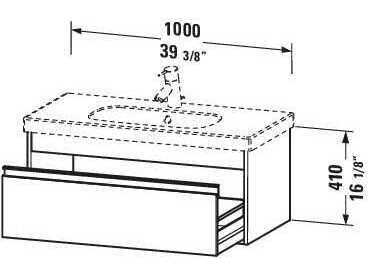 Duravit Ketho 39'' One Drawer Bassalt Matt Wall-Mounted Vanity Unit