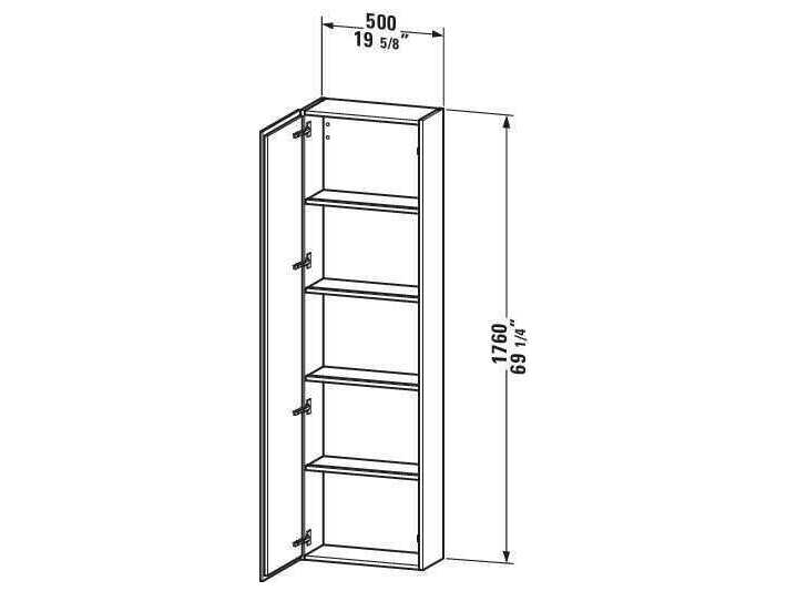 Duravit L-cube 20'' White High Gloss (Lacquer) Wall-Mounted Cabinet - Right-Hand Hinge