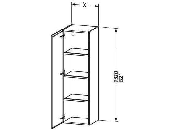 Duravit L-cube 20'' White High Gloss (Lacquer) Wall-Mounted Cabinet - Left-Hand Hinge