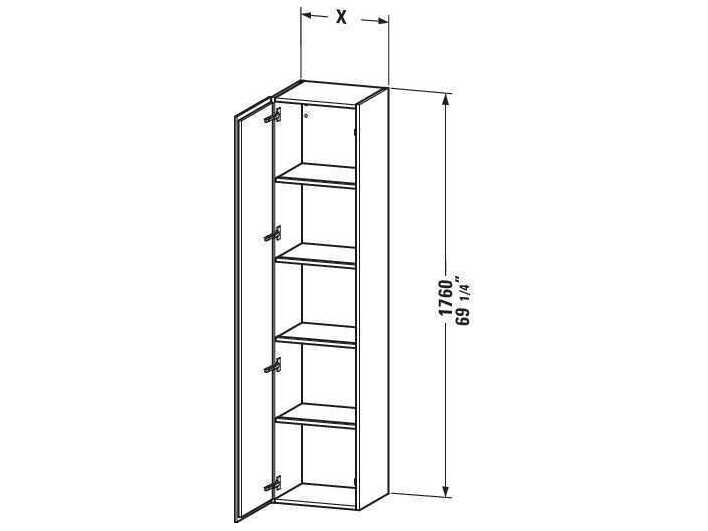 Duravit L-cube 20'' Mediterranean Oak Matt Wall-Mounted Cabinet - Left-Hand Hinge