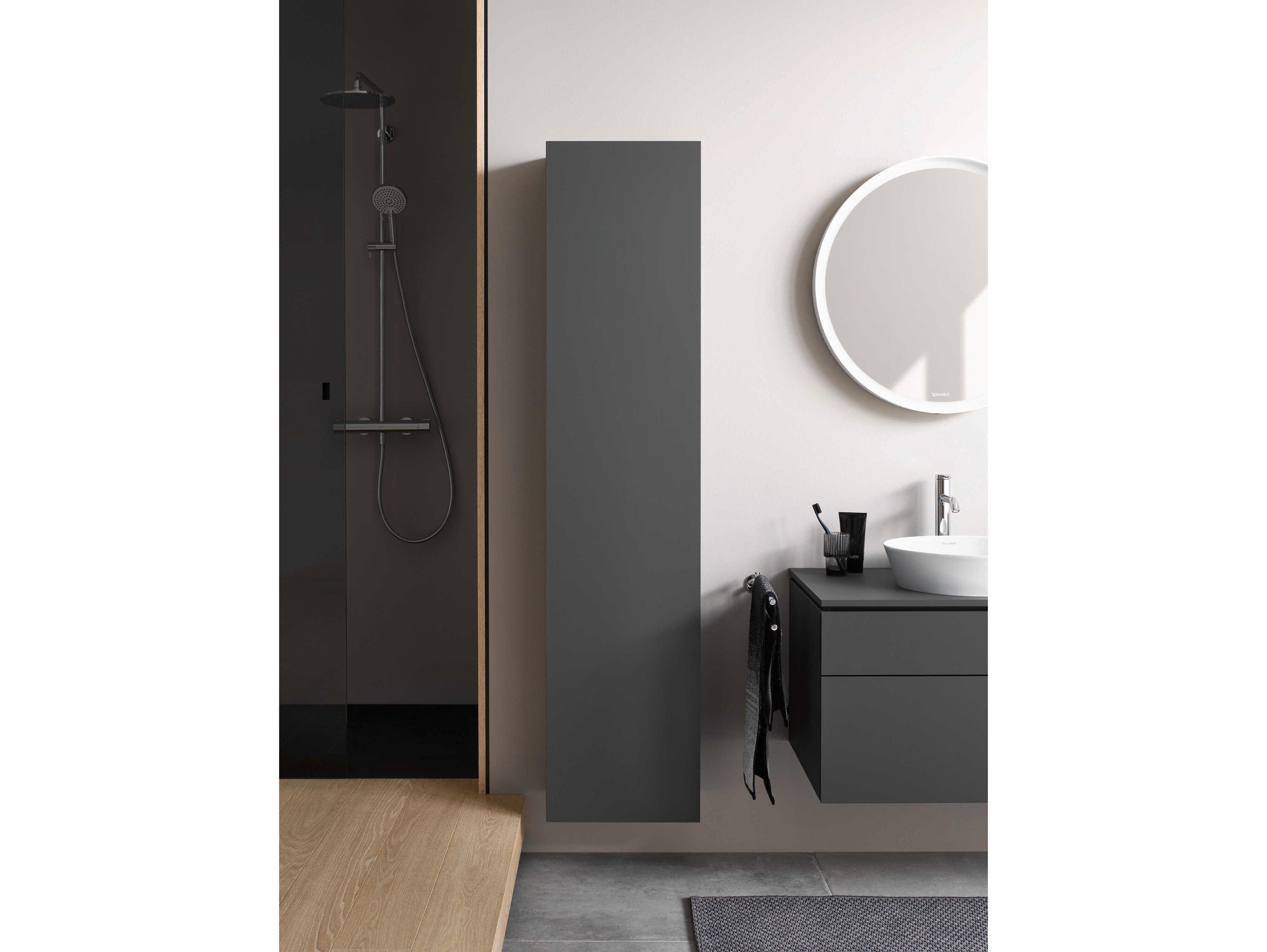Duravit L-cube 20'' Graphite Super Matt Wall-Mounted Cabinet - Right-Hand Hinge