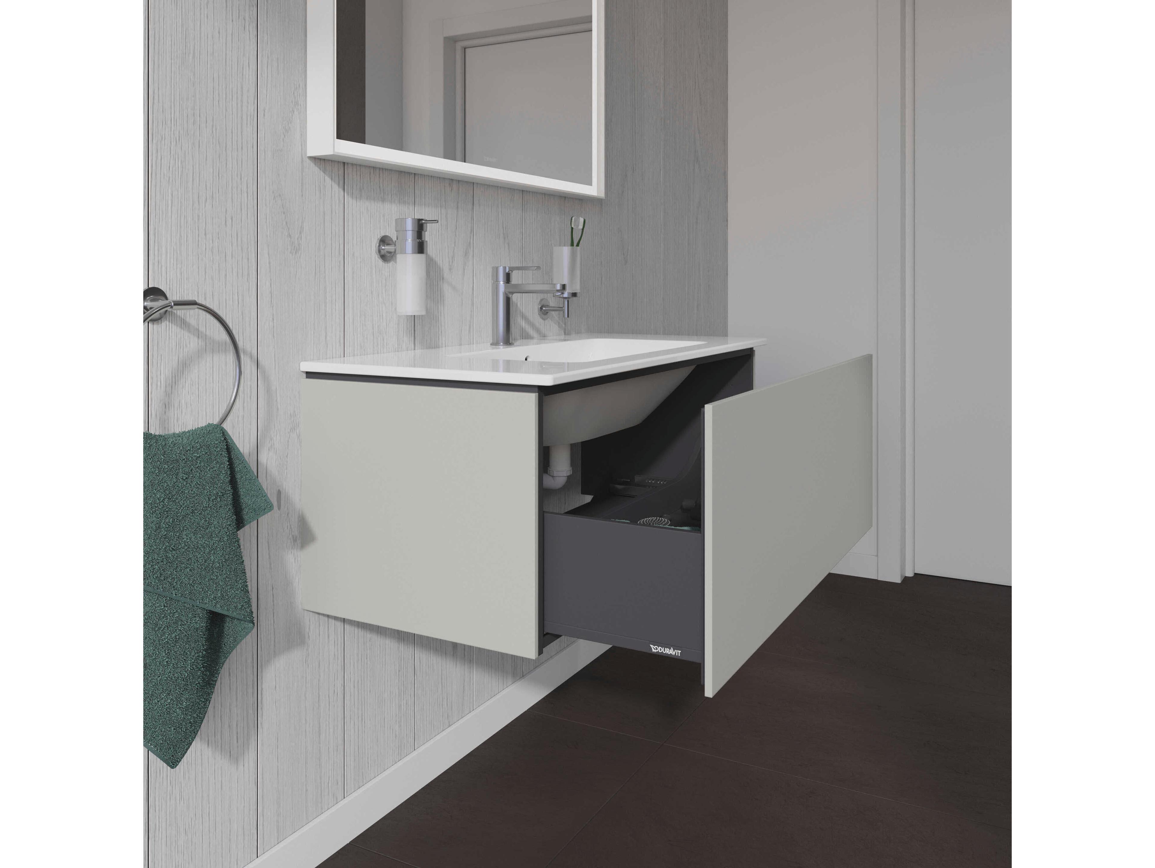 Duravit L-cube 40'' Concrete Gray Matt Wall-Mounted Vanity Unit