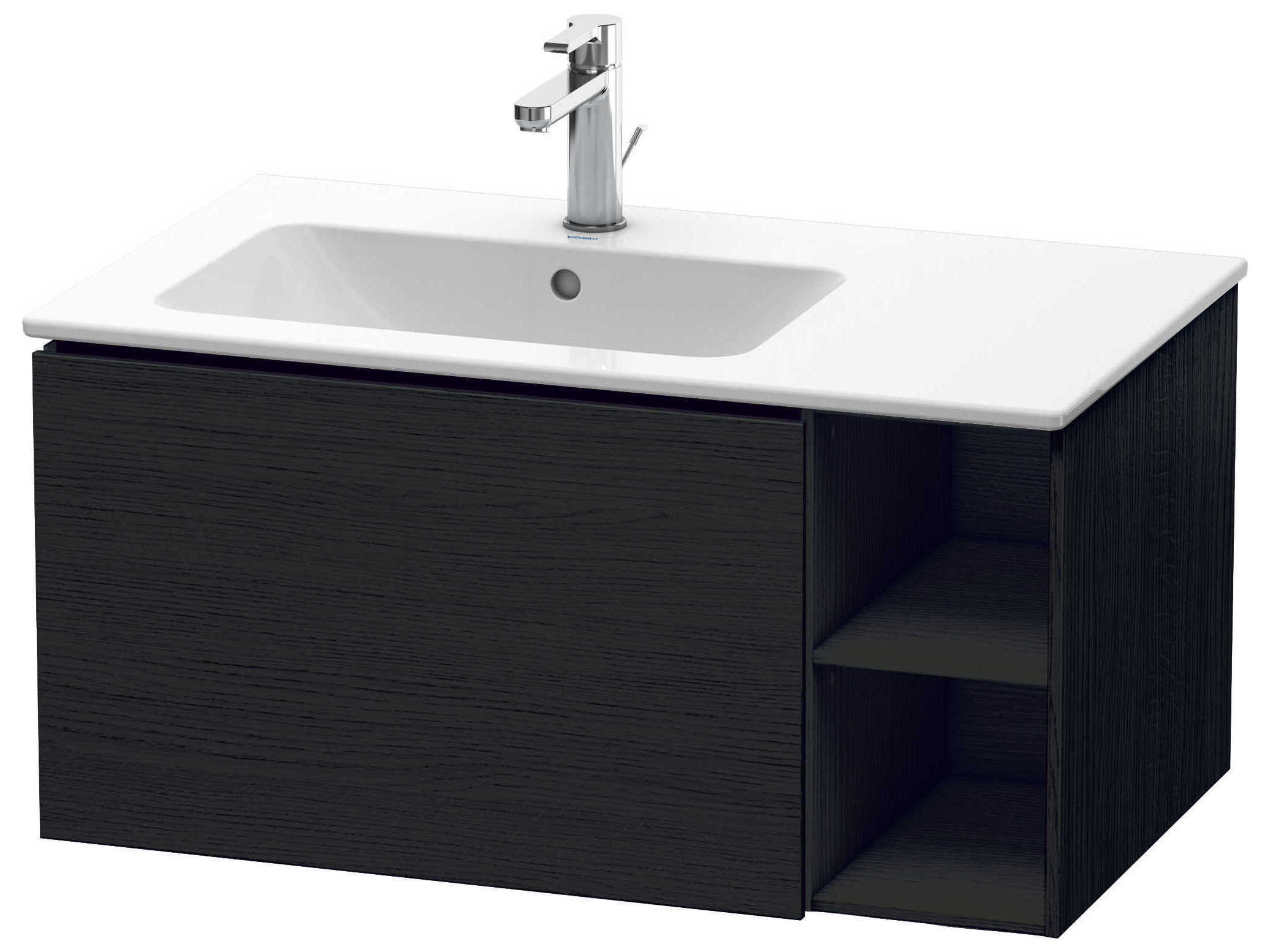 Duravit L-cube 32'' Black Oak Matt Wall-Mounted Vanity Unit (2 Right Side Open Compartments)