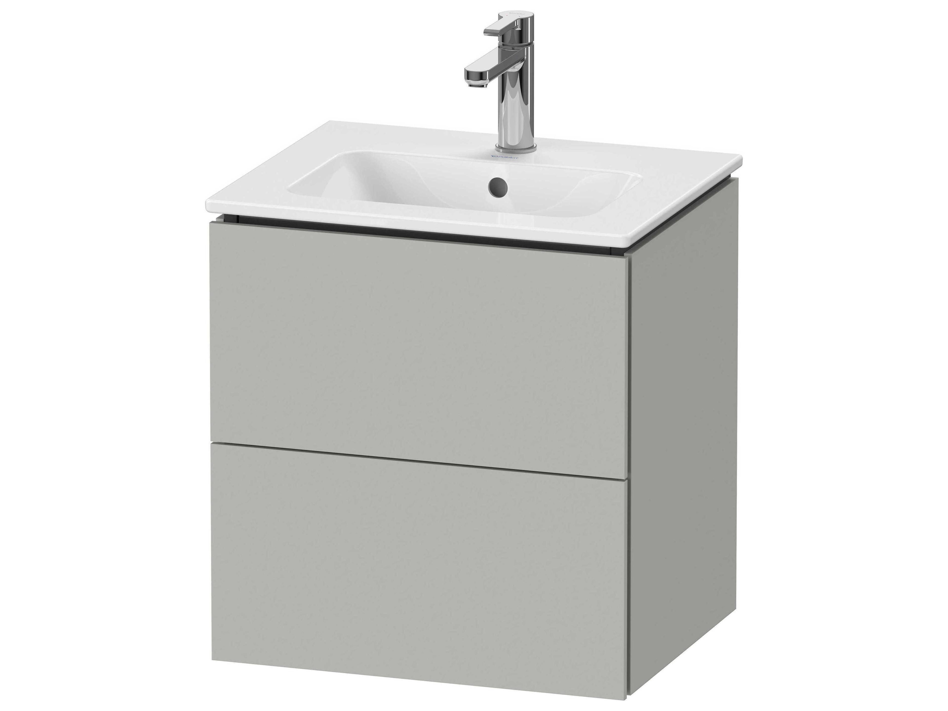 Duravit L-cube 21'' Two Drawer Concrete Gray Matt Wall-Mounted Vanity Unit