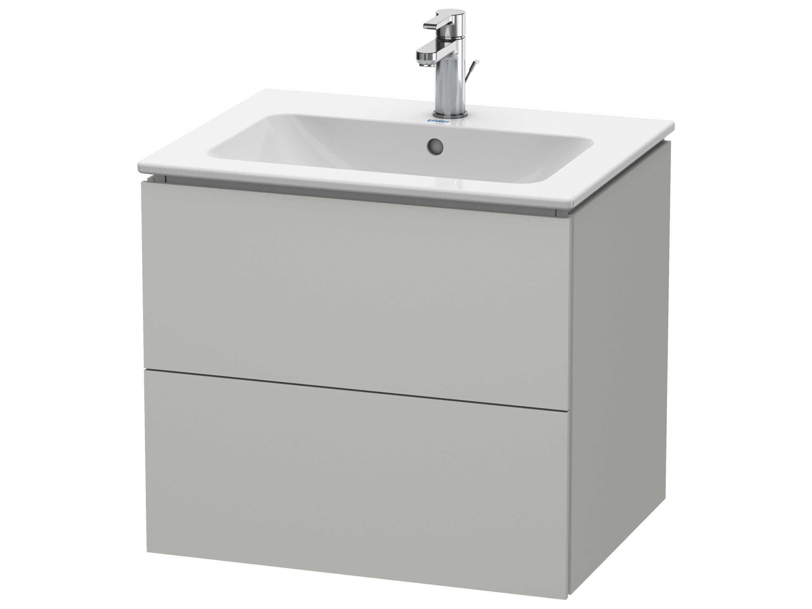 Duravit L-cube 24'' Two Drawer Concrete Gray Matt Wall-Mounted Vanity Unit