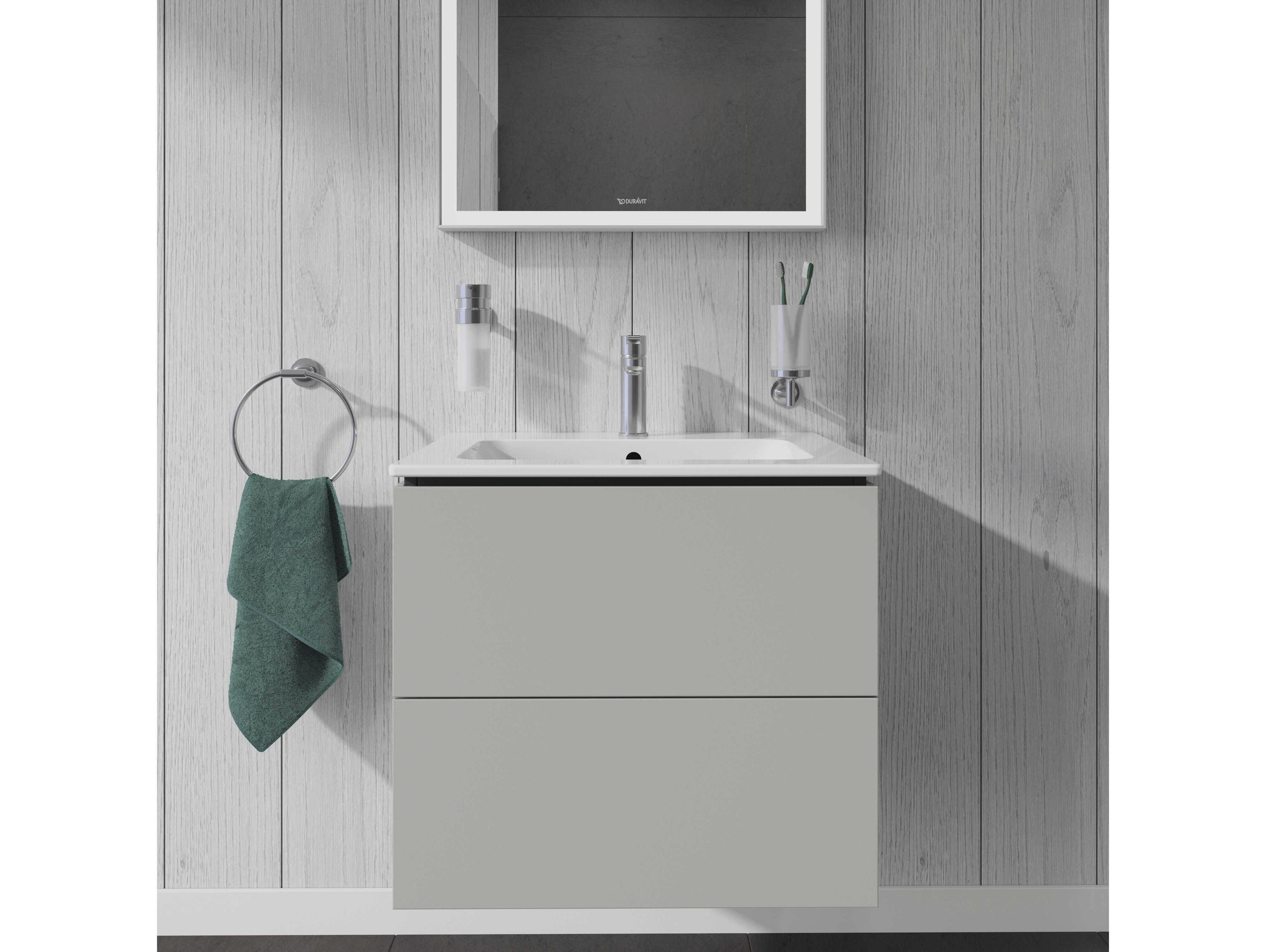 Duravit L-cube 24'' Two Drawer Concrete Gray Matt Wall-Mounted Vanity Unit