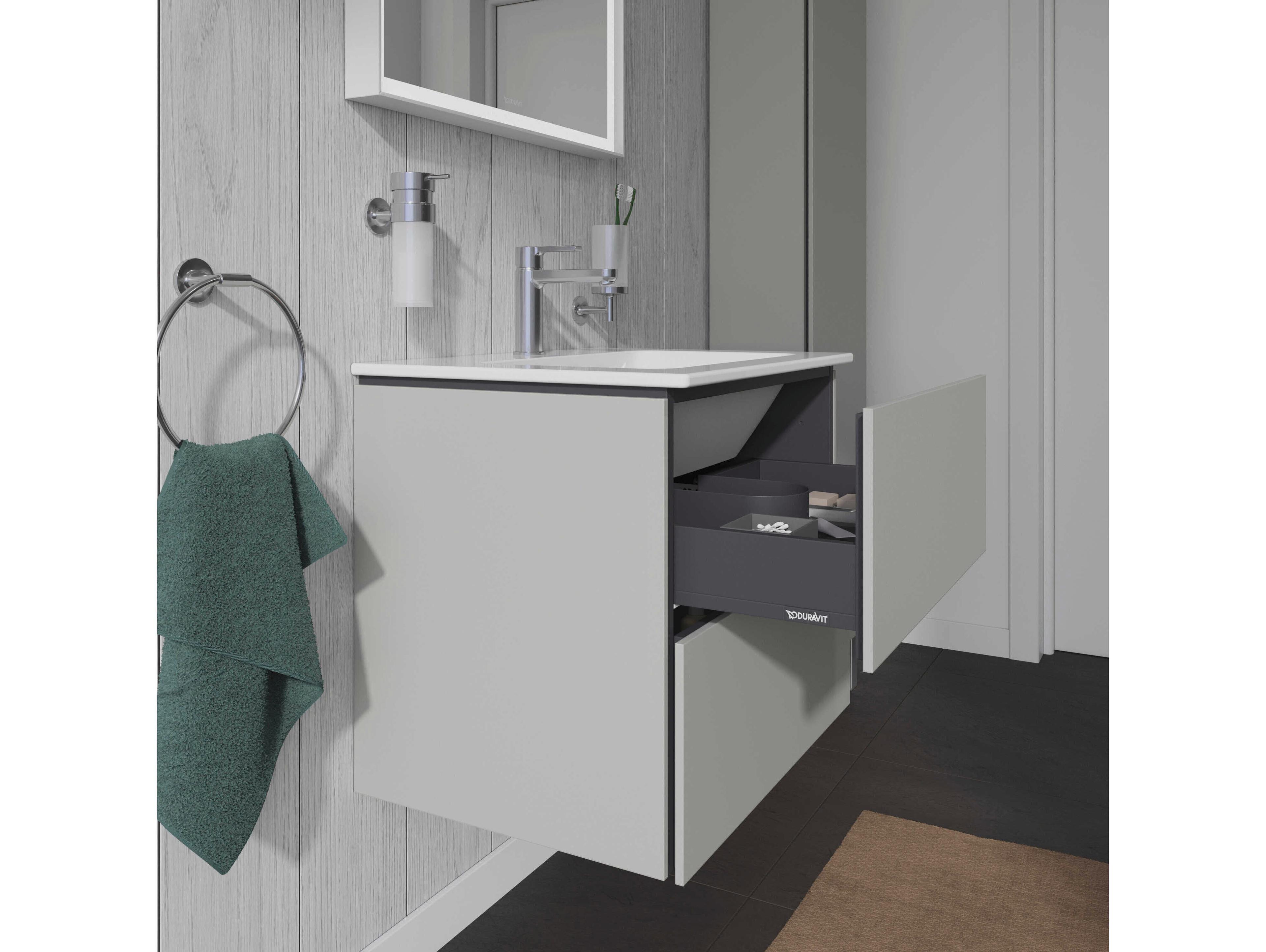 Duravit L-cube 24'' Two Drawer Concrete Gray Matt Wall-Mounted Vanity Unit