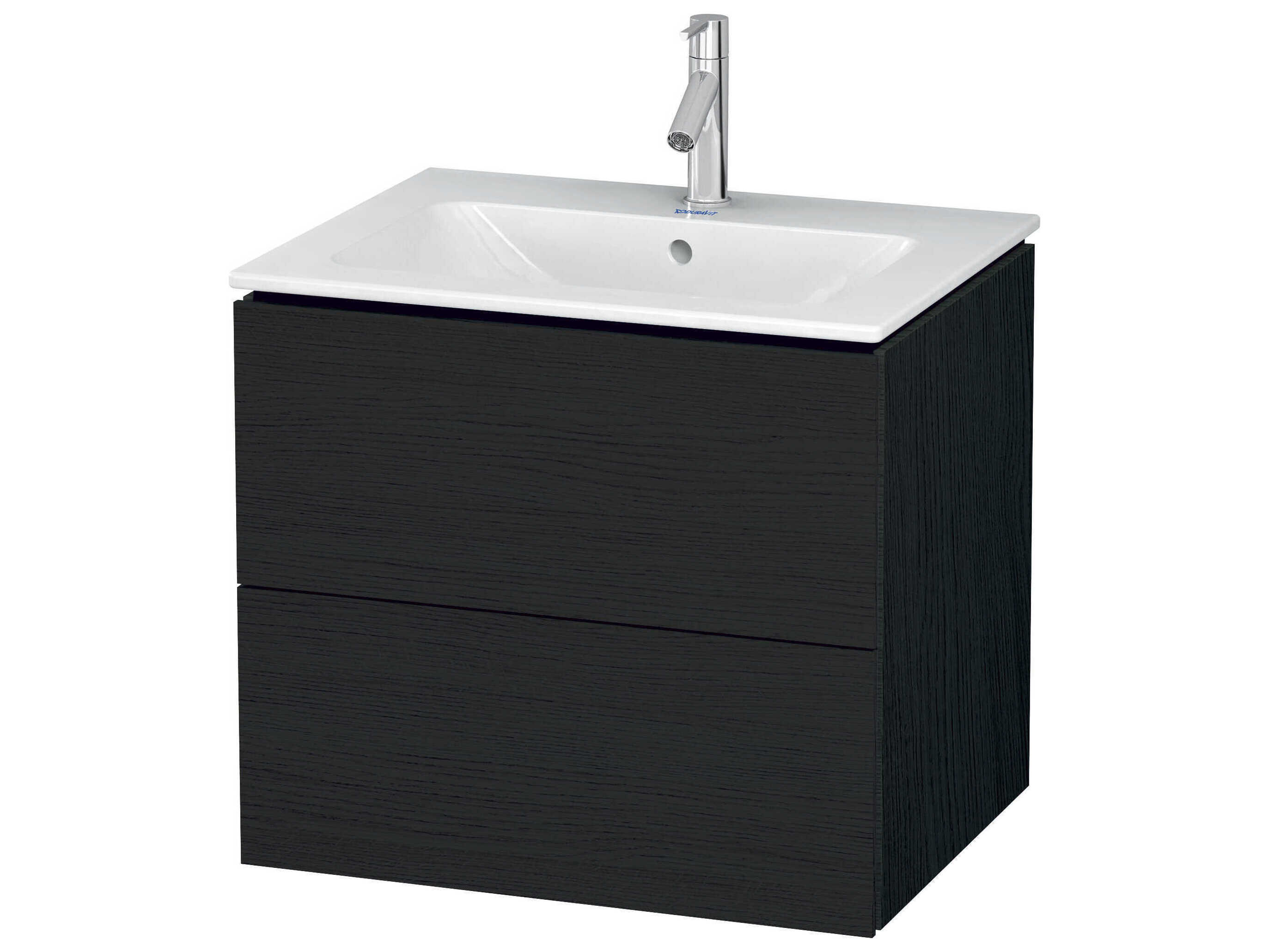 Duravit L-cube 24'' Two Drawer Black Oak Matt Wall-Mounted Vanity Unit