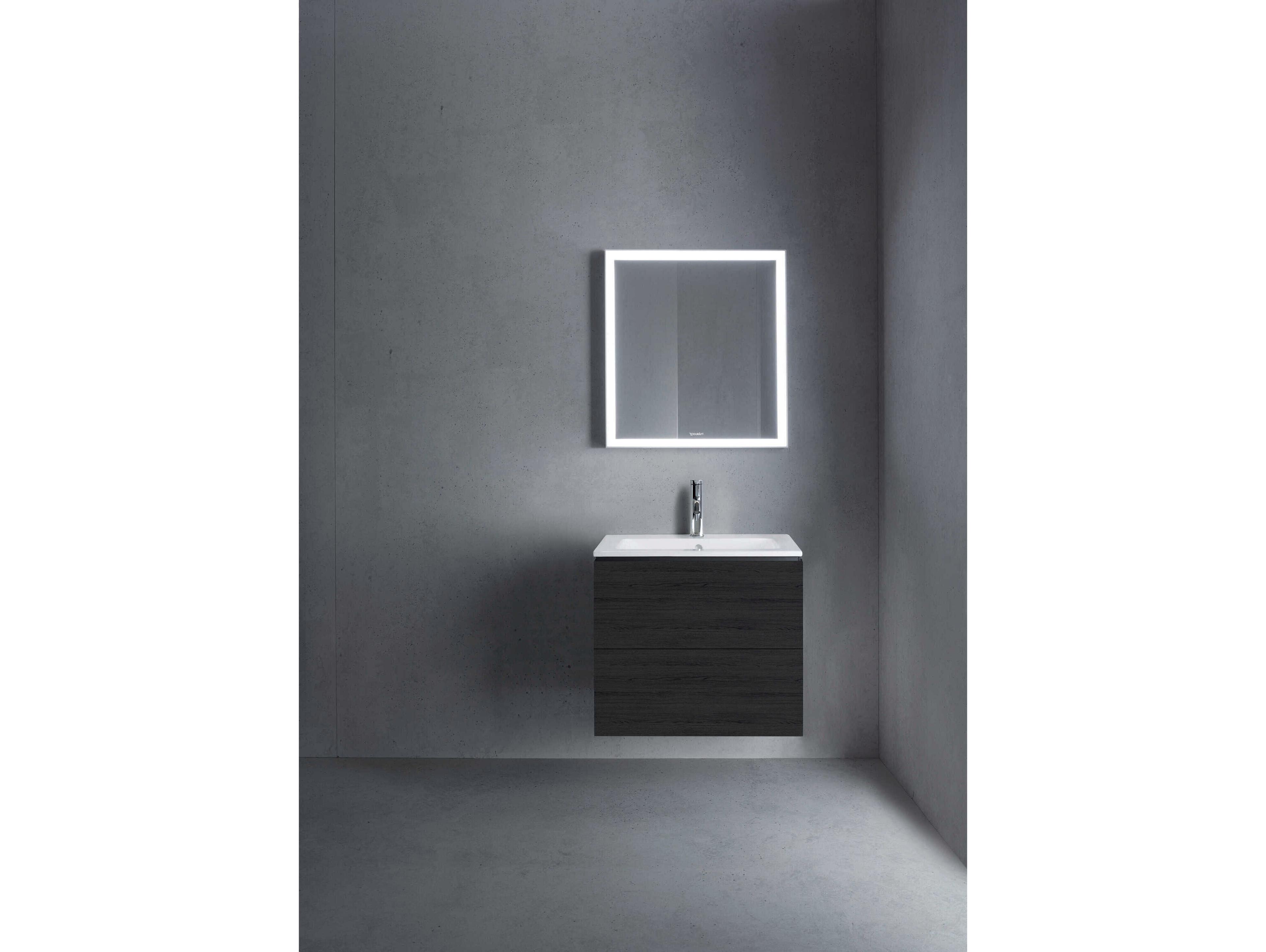 Duravit L-cube 24'' Two Drawer Black Oak Matt Wall-Mounted Vanity Unit