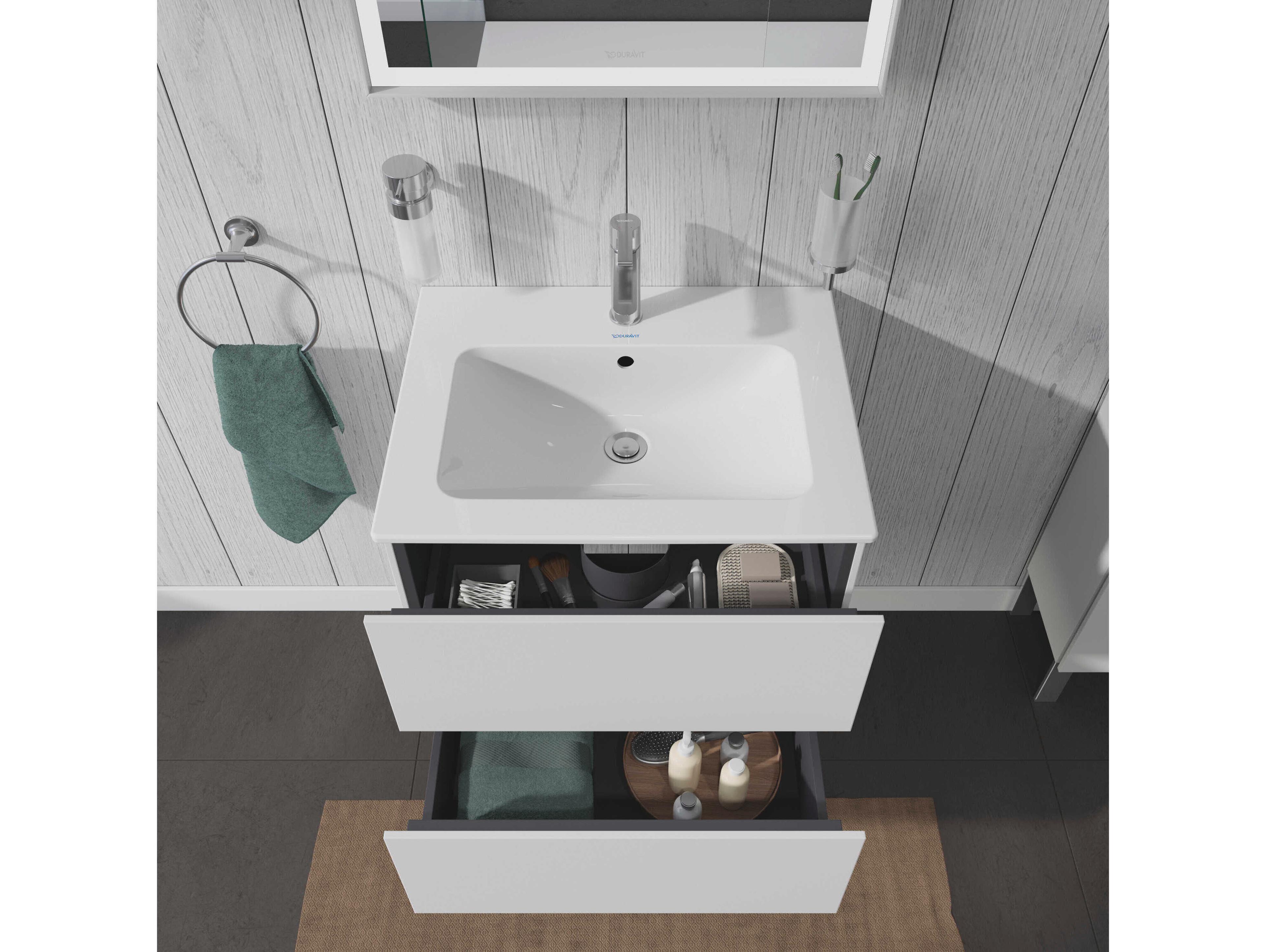 Duravit L-cube 24'' Two Drawer White Matt Wall-Mounted Vanity Unit