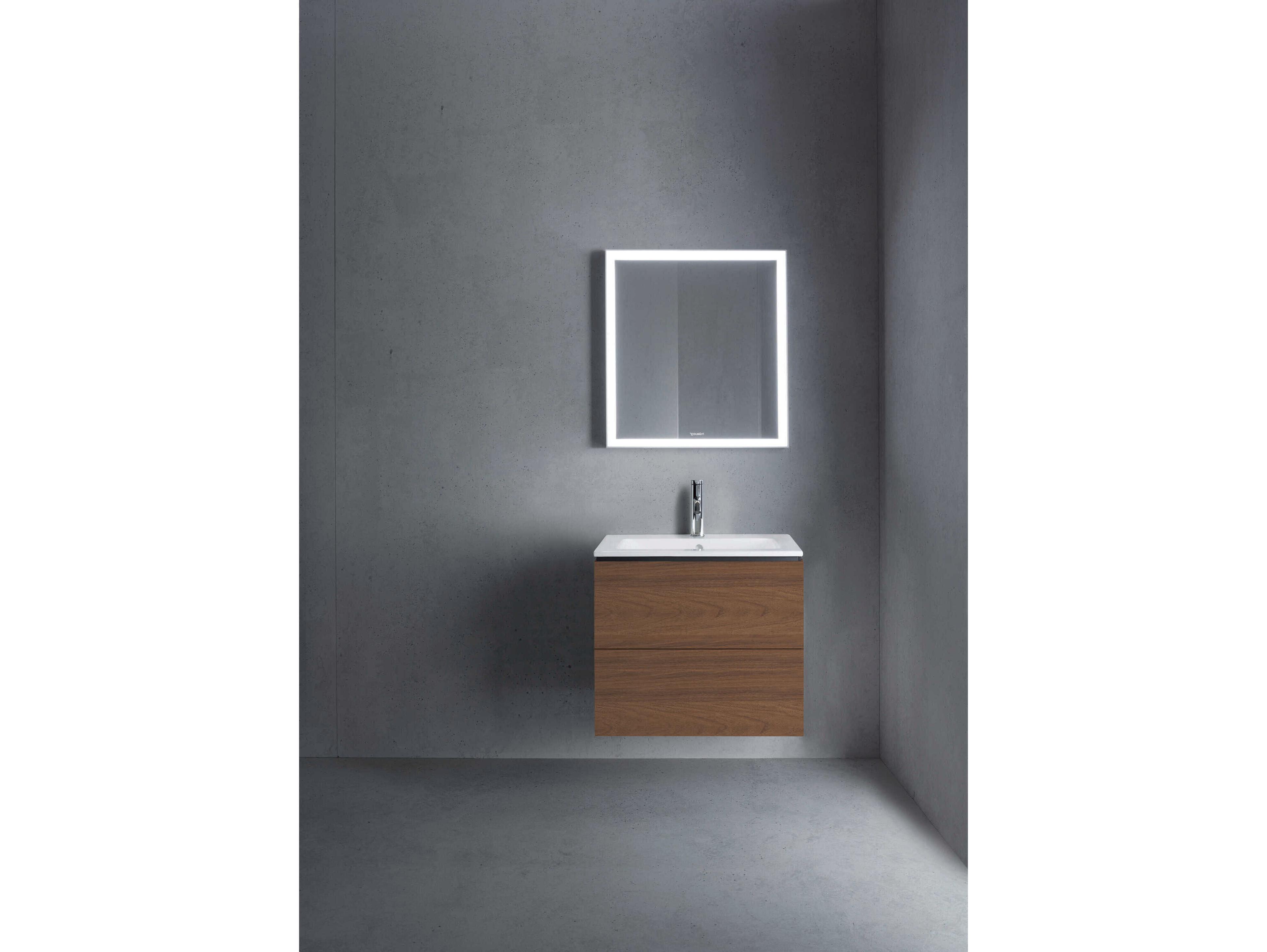 Duravit L-cube 24'' Two Drawer Walnut (Dark) Matt Wall-Mounted Vanity Unit