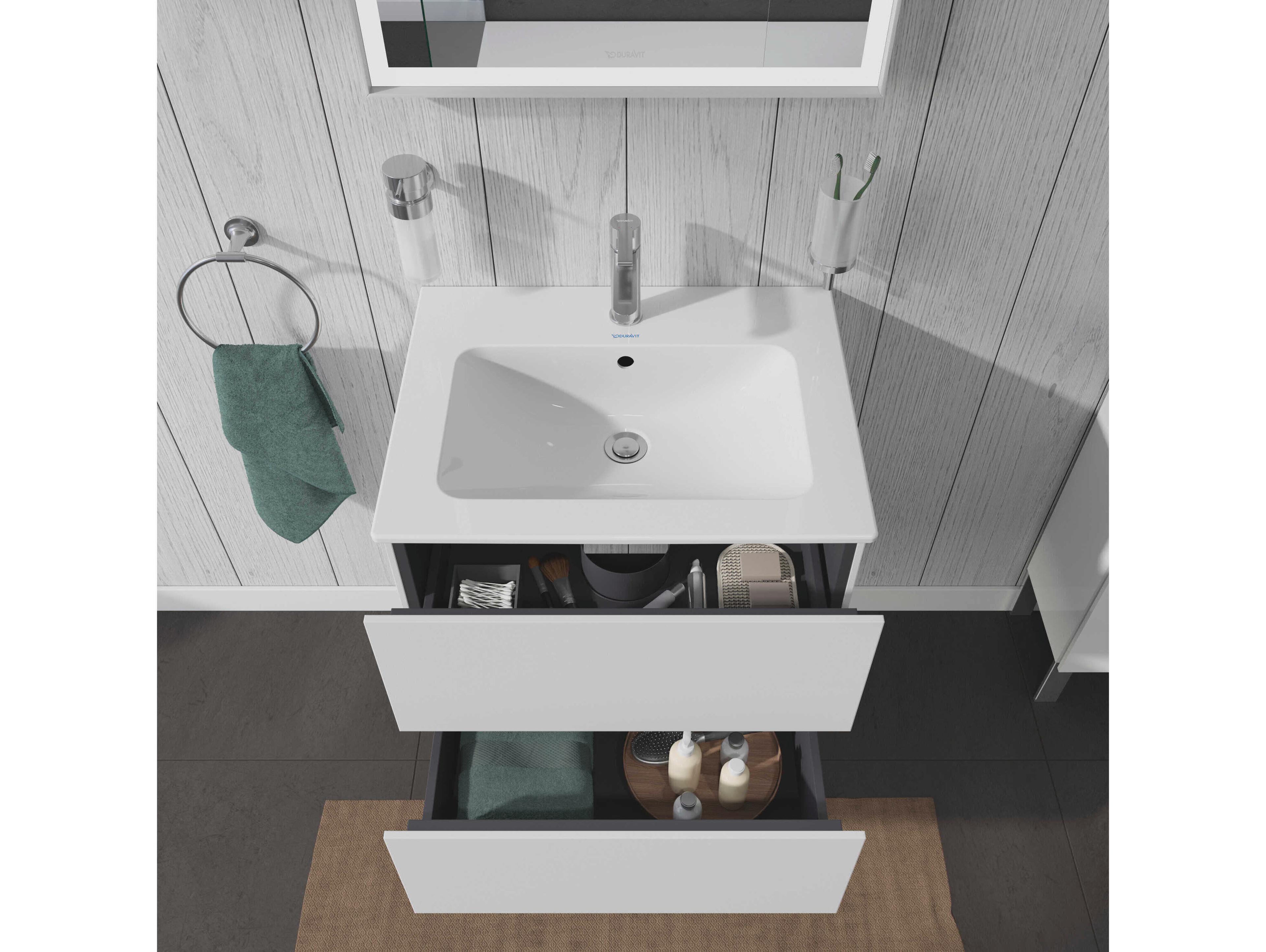 Duravit L-cube 24'' Two Drawer White High Gloss Wall-Mounted Vanity Unit