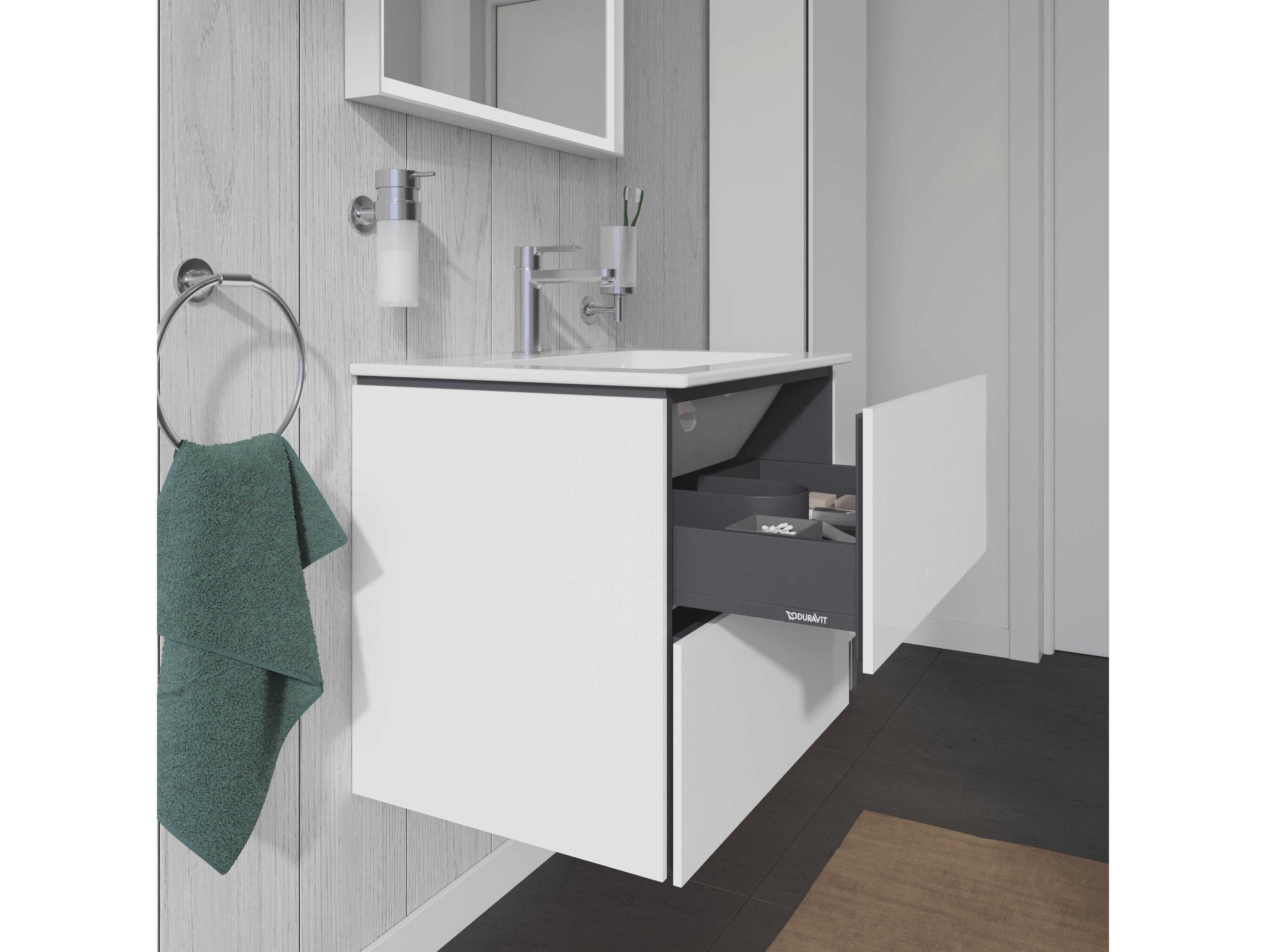 Duravit L-cube 24'' Two Drawer White High Gloss Wall-Mounted Vanity Unit