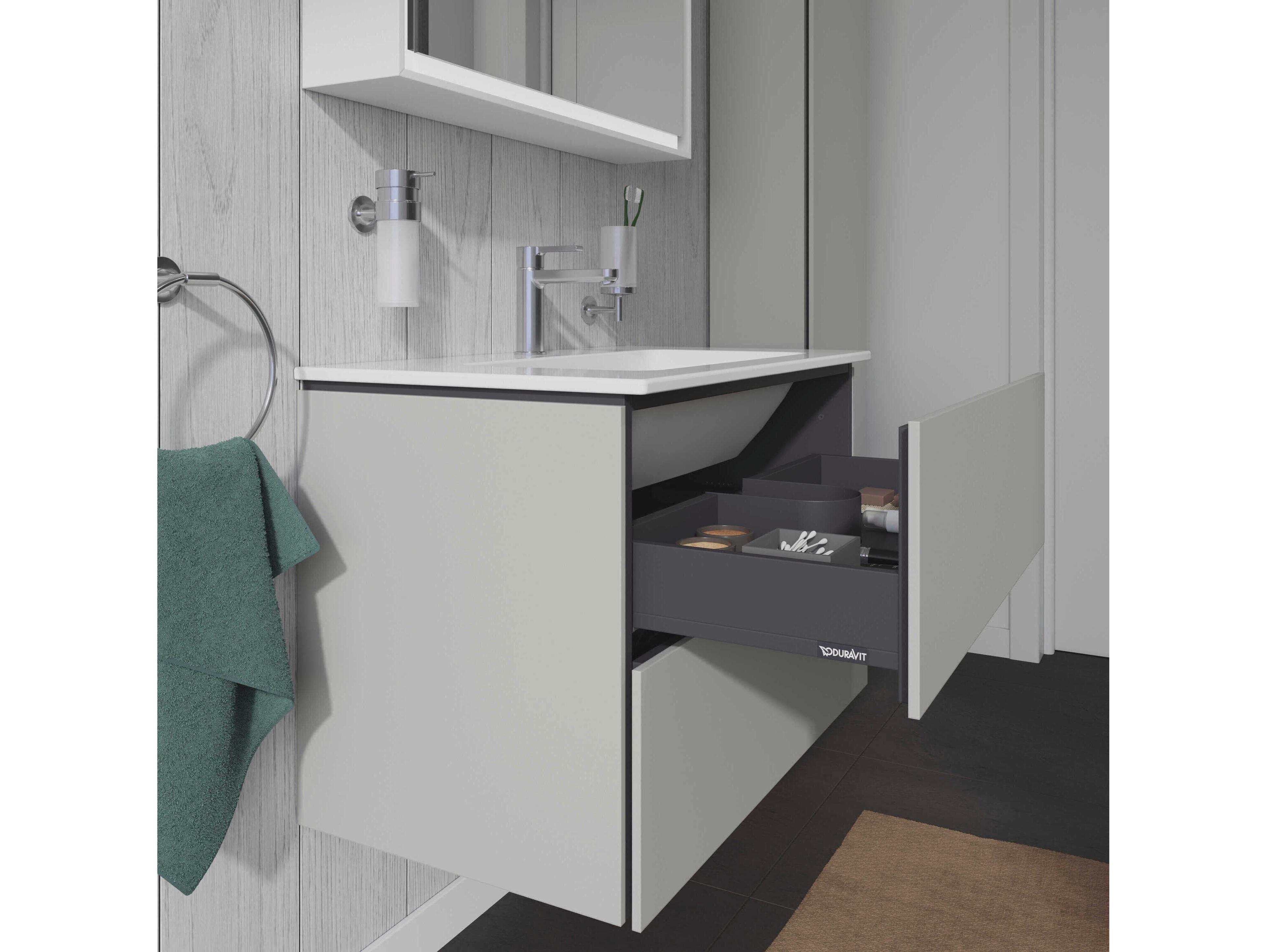 Duravit L-cube 32'' Two Drawer Concrete Gray Matt Wall-Mounted Vanity Unit