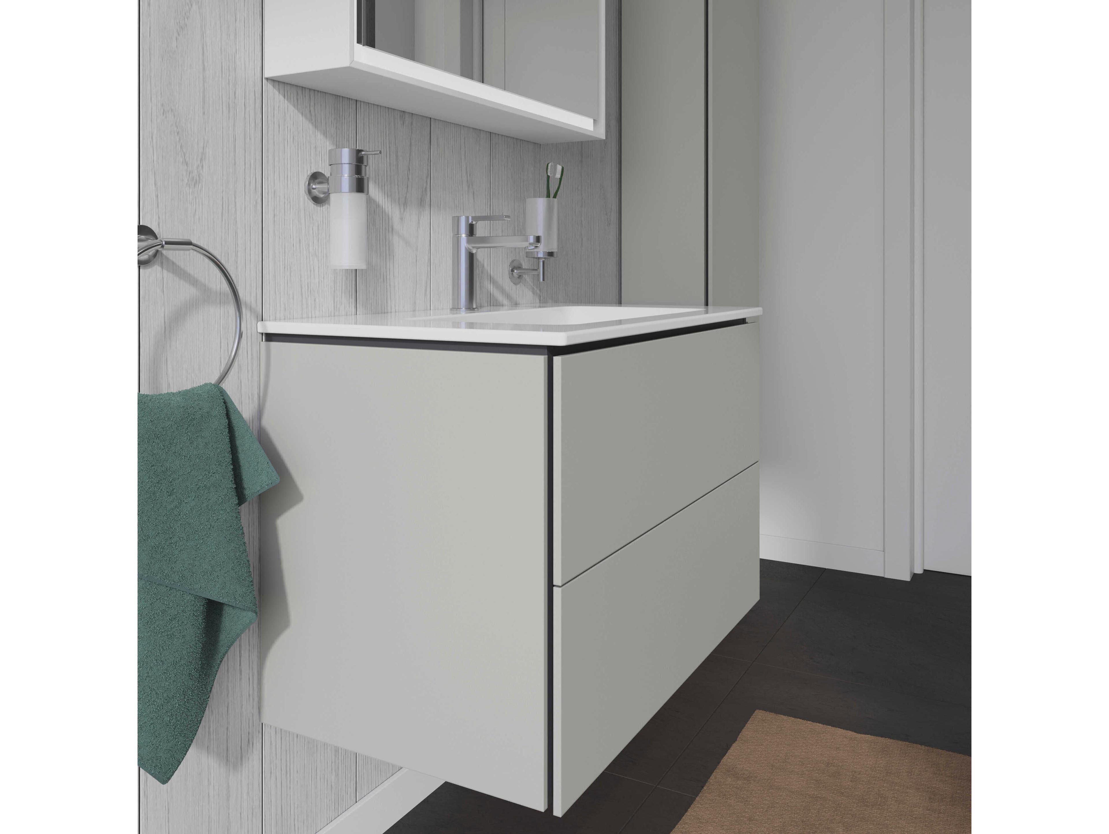 Duravit L-cube 32'' Two Drawer Concrete Gray Matt Wall-Mounted Vanity Unit