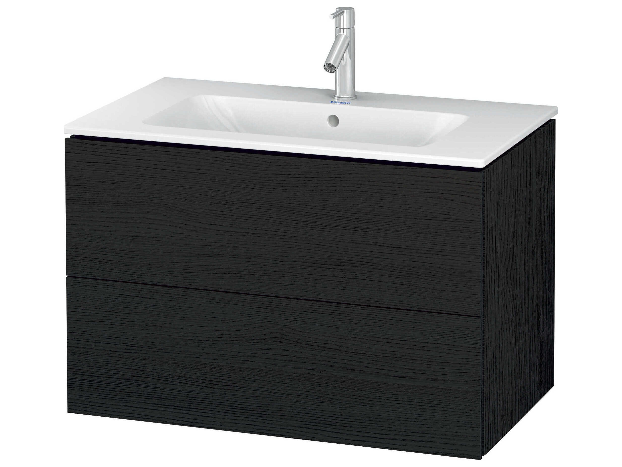 Duravit L-cube 32'' Two Drawer Black Oak Matt Wall-Mounted Vanity Unit