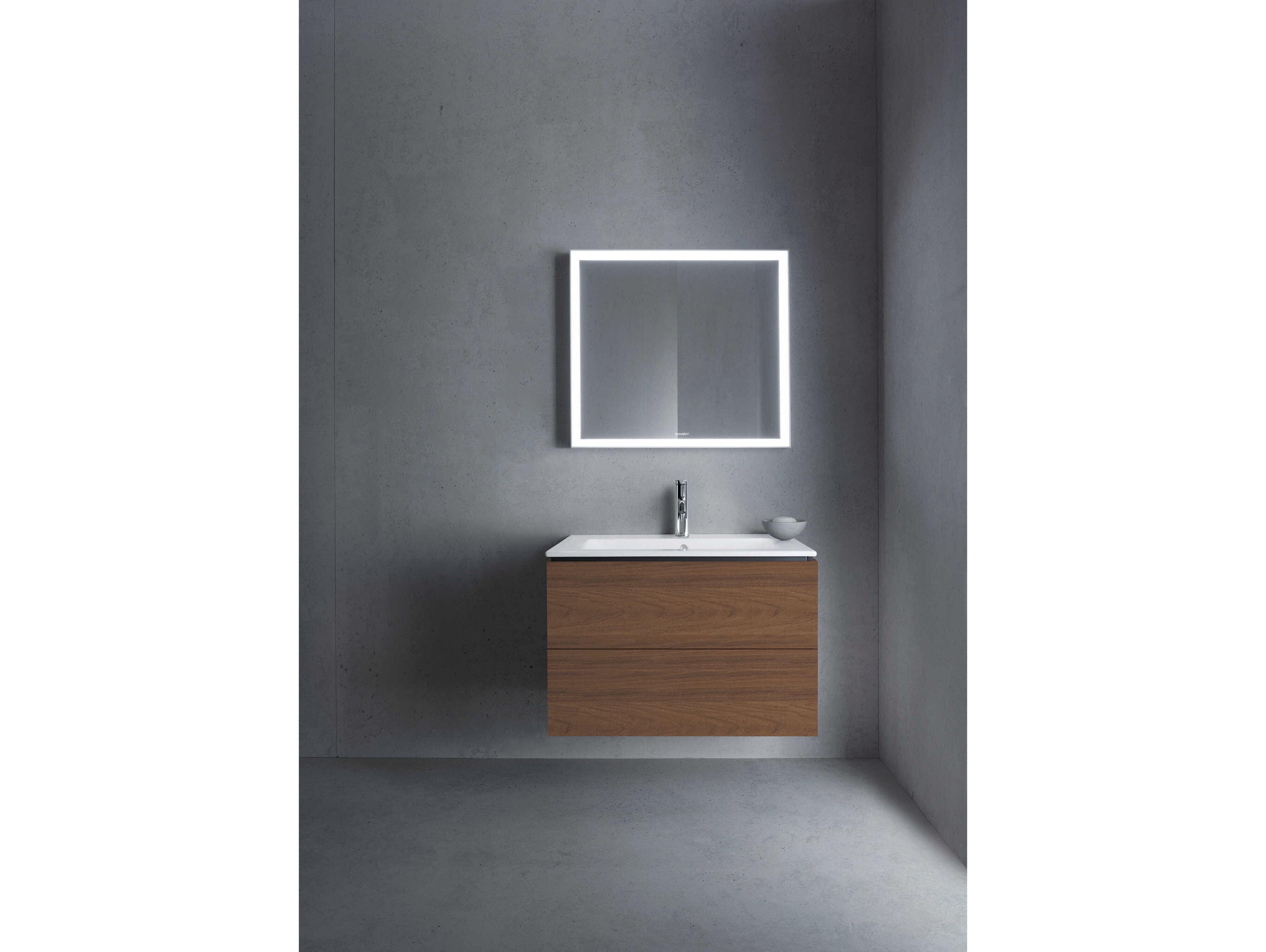 Duravit L-cube 32'' Two Drawer Walnut (Dark) Matt Wall-Mounted Vanity Unit
