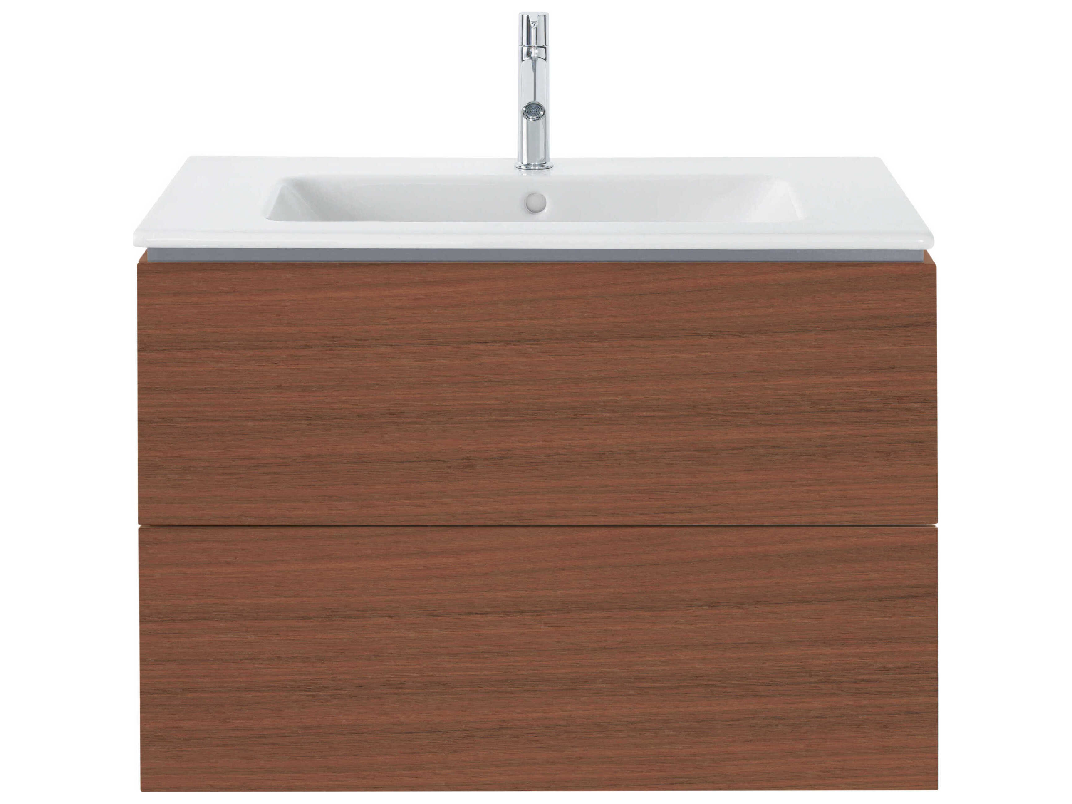 Duravit L-cube 32'' Two Drawer Walnut (Dark) Matt Wall-Mounted Vanity Unit