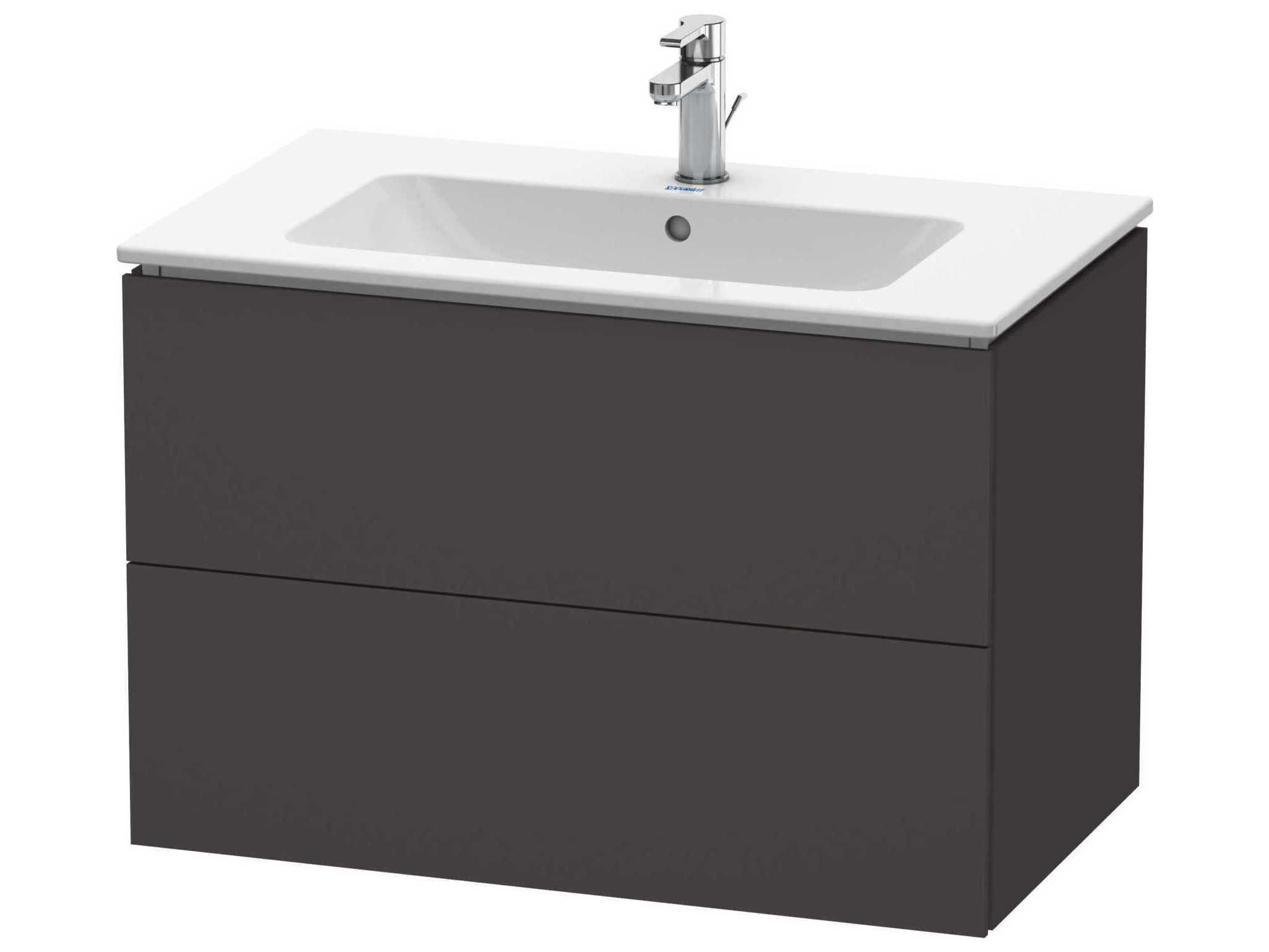 Duravit L-cube 32'' Two Drawer Graphite Super Matt Wall-Mounted Vanity Unit