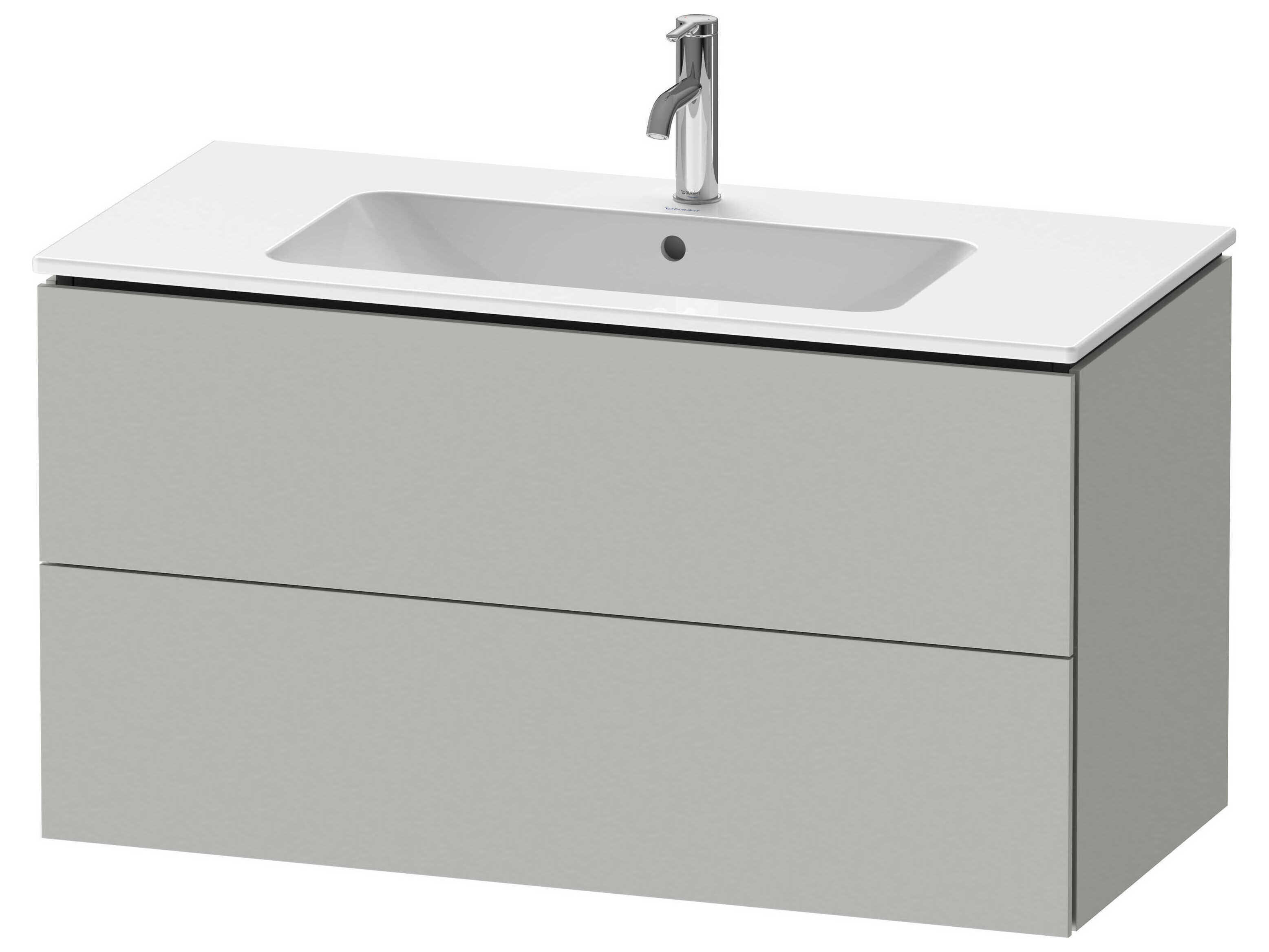 Duravit L-cube 40'' Two Drawer Concrete Gray Matt Wall-Mounted Vanity Unit
