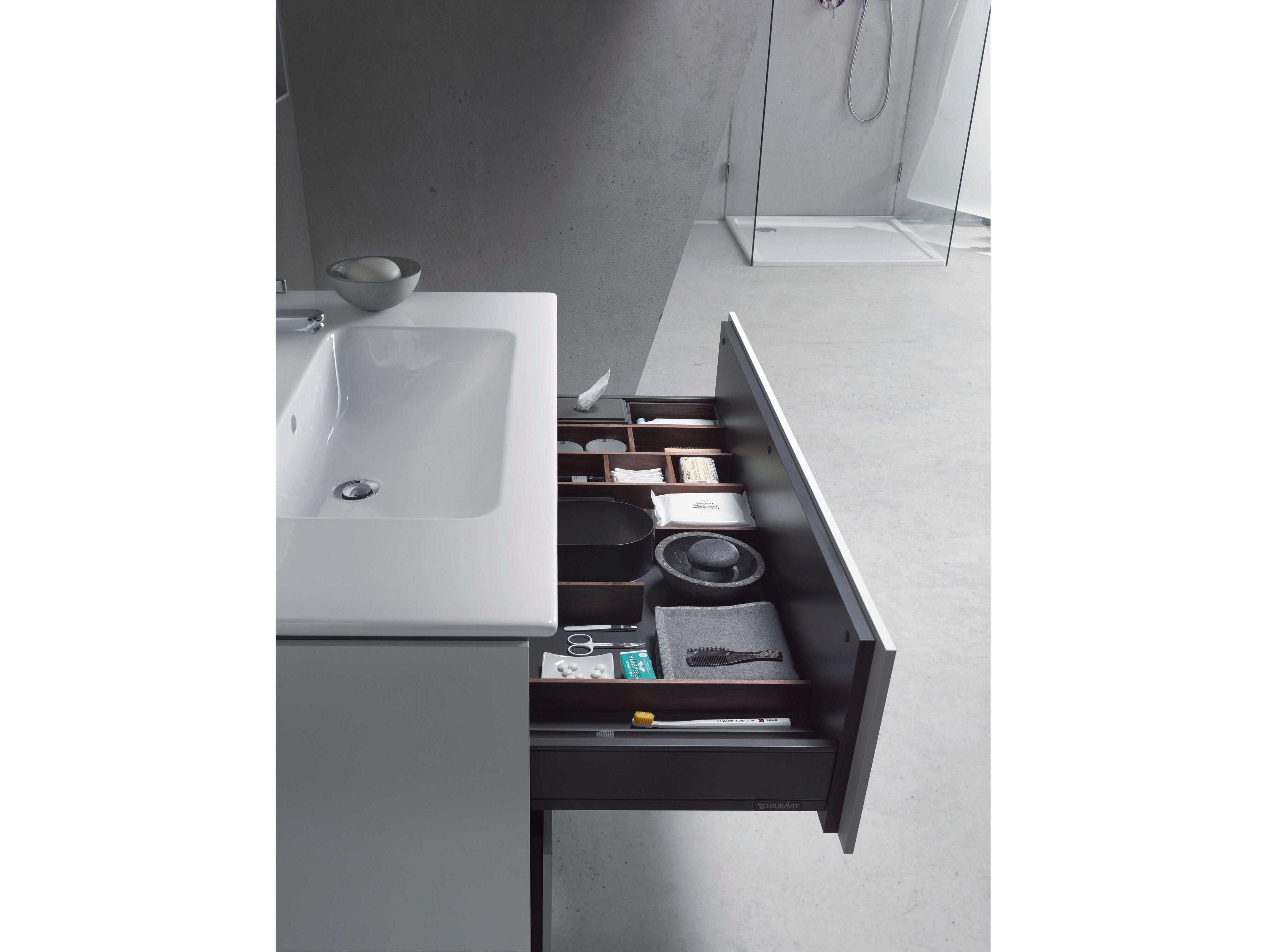 Duravit L-cube 40'' Two Drawer Concrete Gray Matt Wall-Mounted Vanity Unit