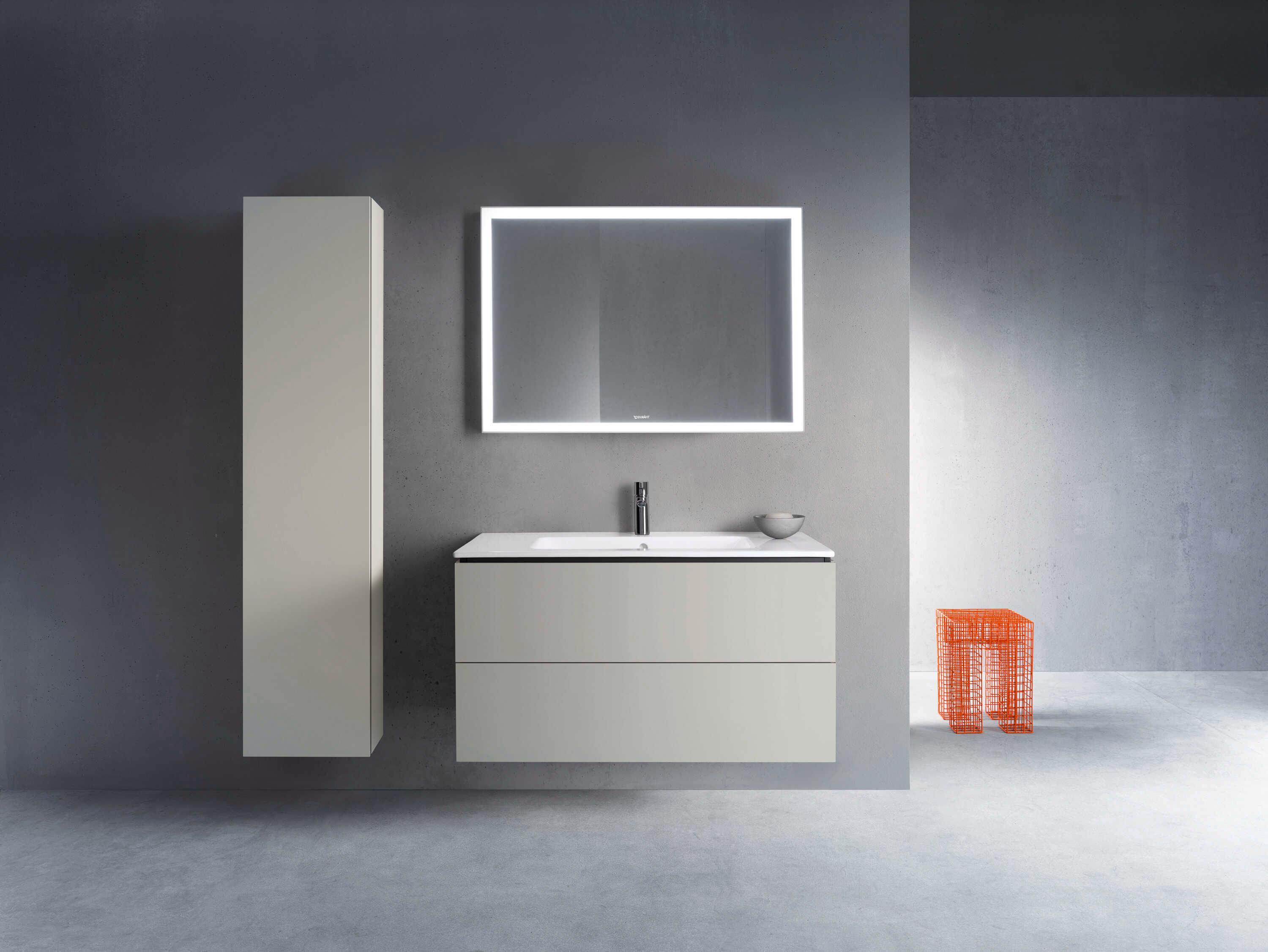 Duravit L-cube 40'' Two Drawer Concrete Gray Matt Wall-Mounted Vanity Unit