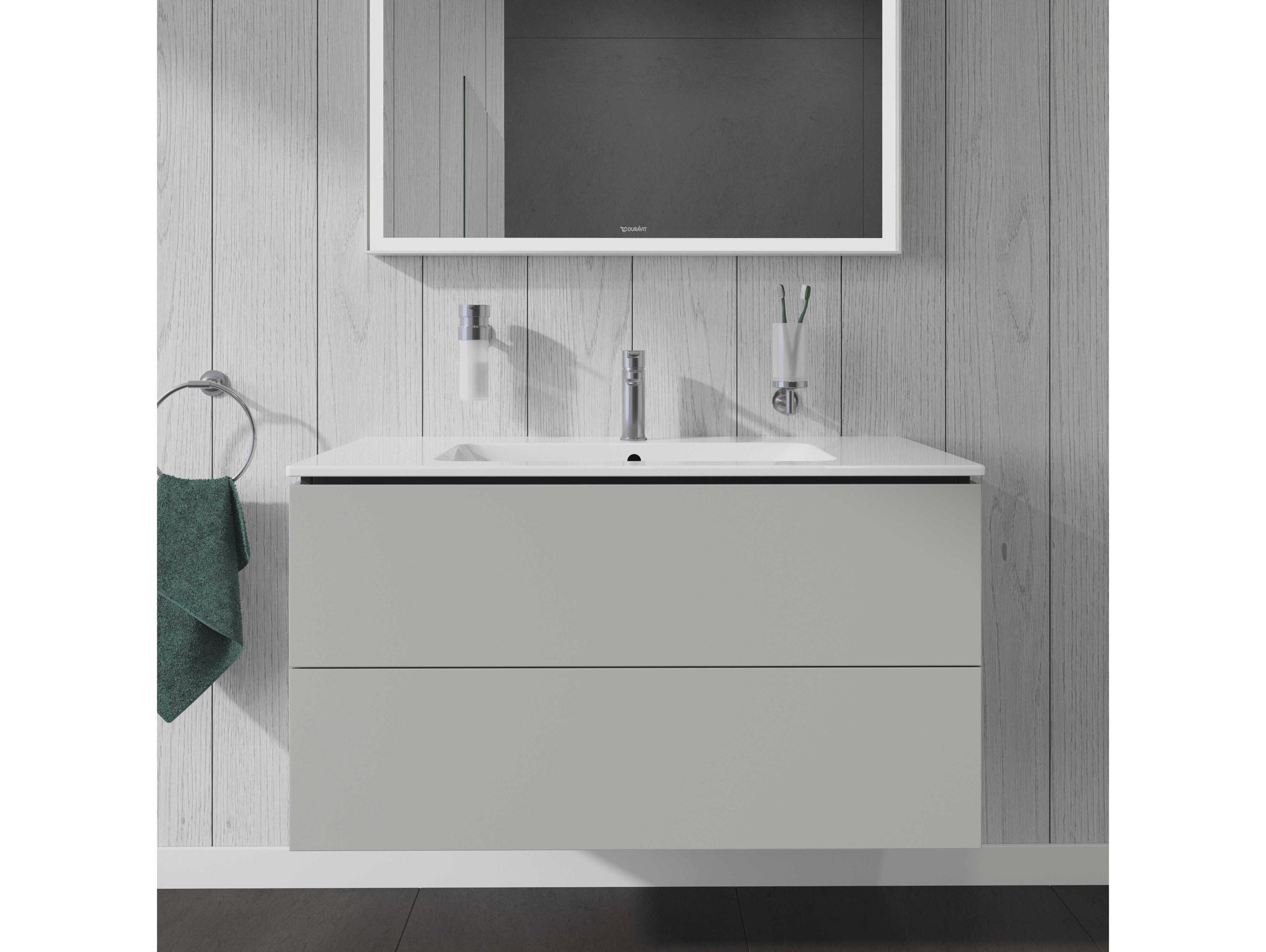 Duravit L-cube 40'' Two Drawer Concrete Gray Matt Wall-Mounted Vanity Unit