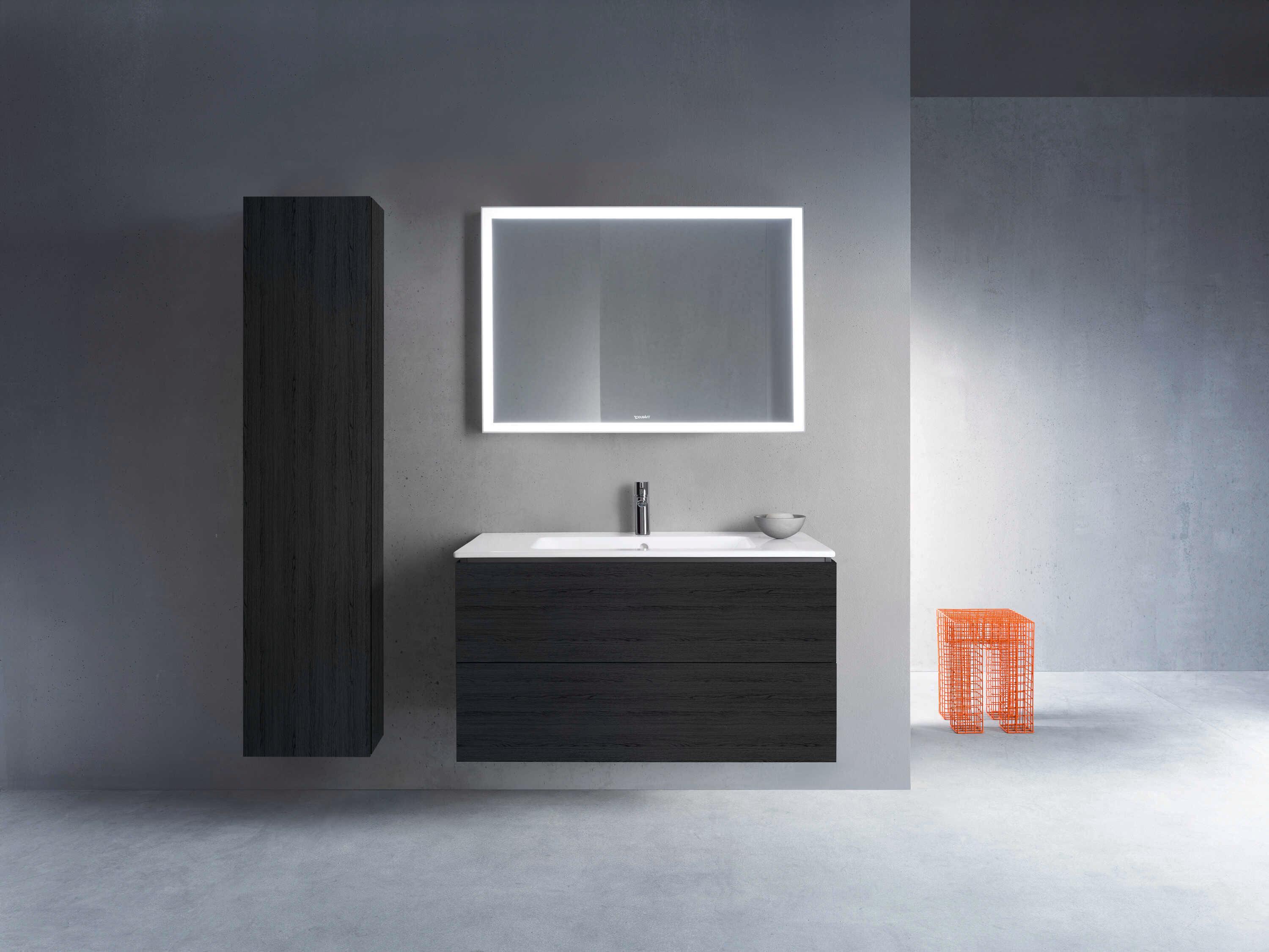 Duravit L-cube 40'' Two Drawer Black Oak Matt Wall-Mounted Vanity Unit
