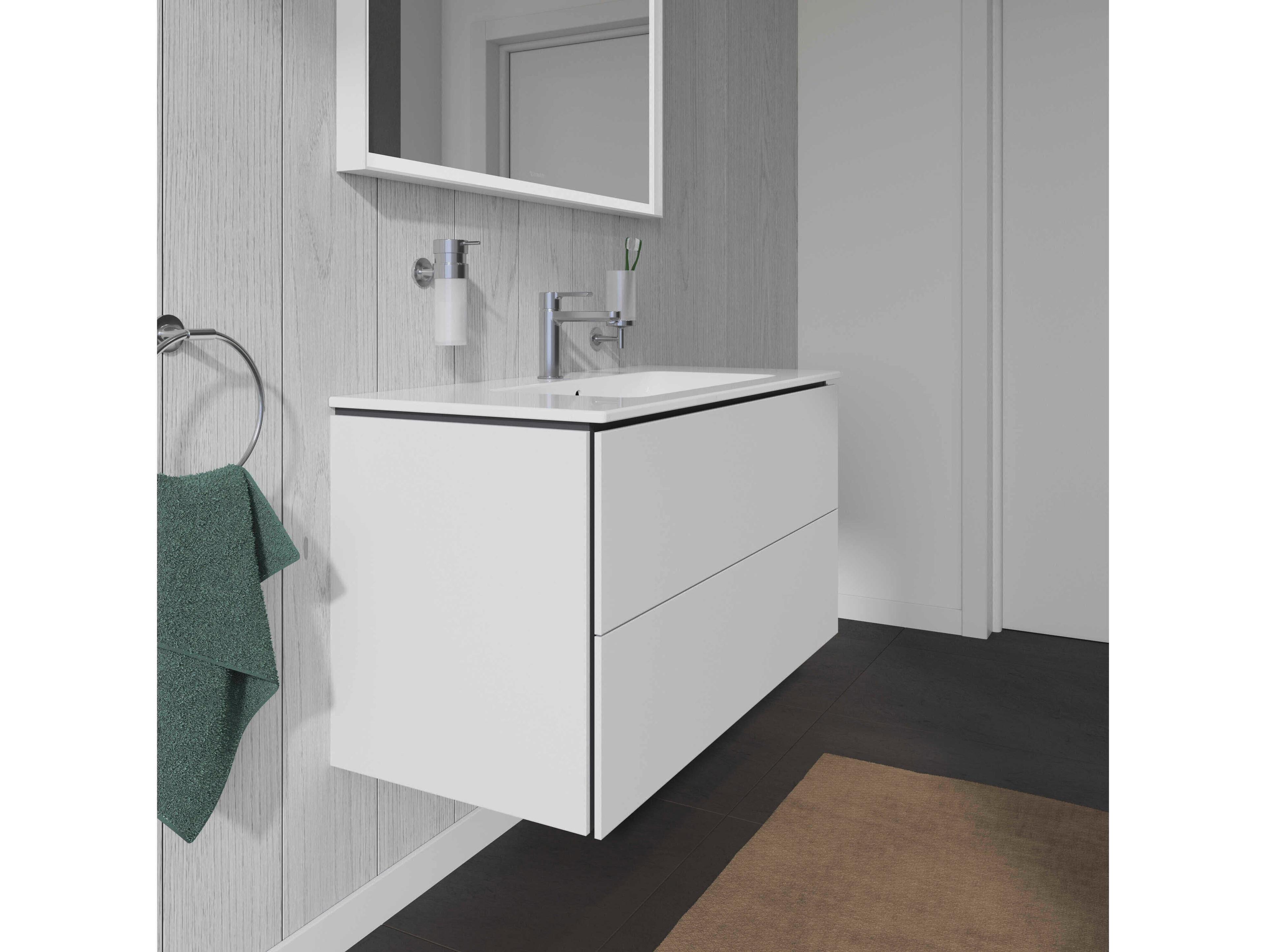 Duravit L-cube 40'' Two Drawer White Matt Wall-Mounted Vanity Unit
