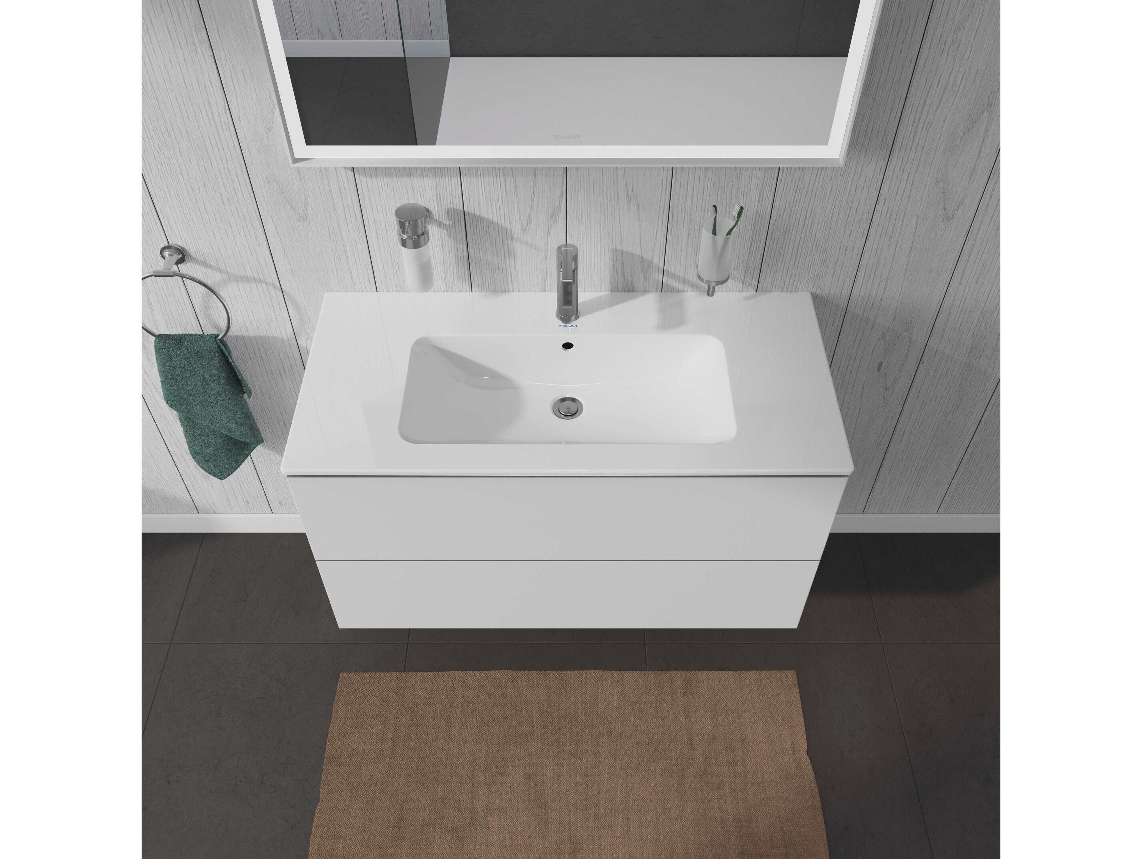 Duravit L-cube 40'' Two Drawer White Matt Wall-Mounted Vanity Unit