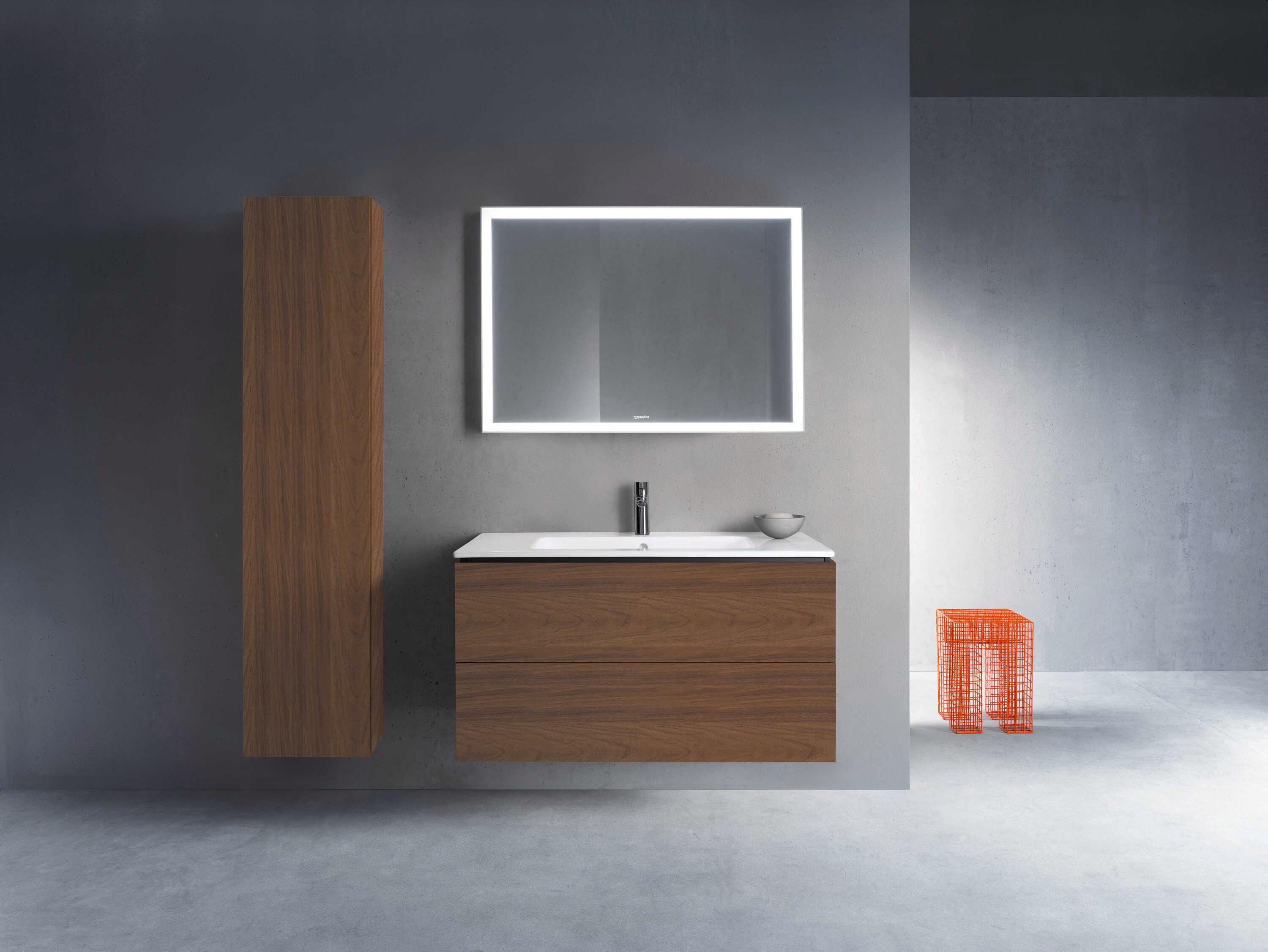 Duravit L-cube 40'' Two Drawer Walnut (Dark) Matt Wall-Mounted Vanity Unit